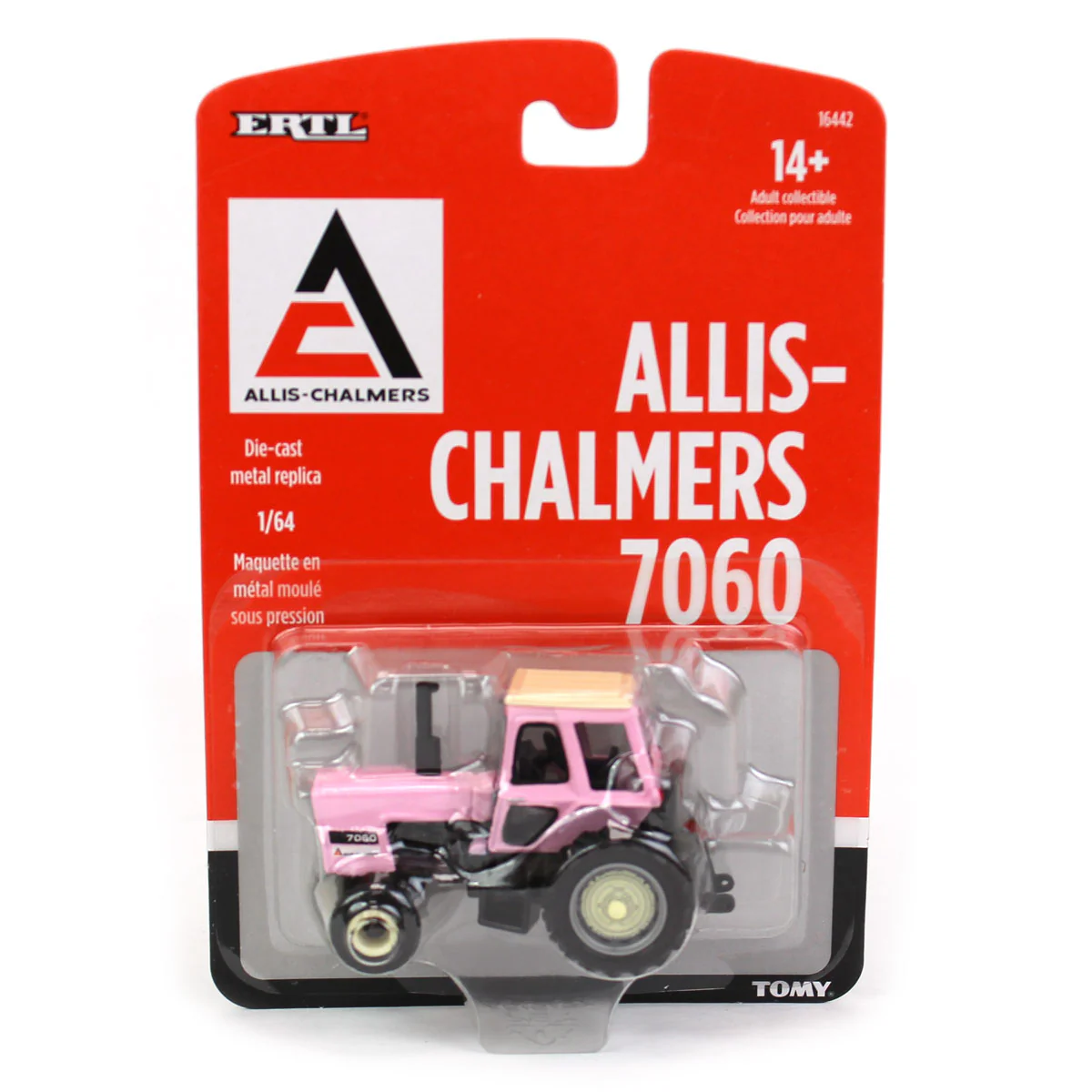 1/64 Pink Allis Chalmers 7060 Tractor with Diamond Tread Tires by ERTL - Image 5