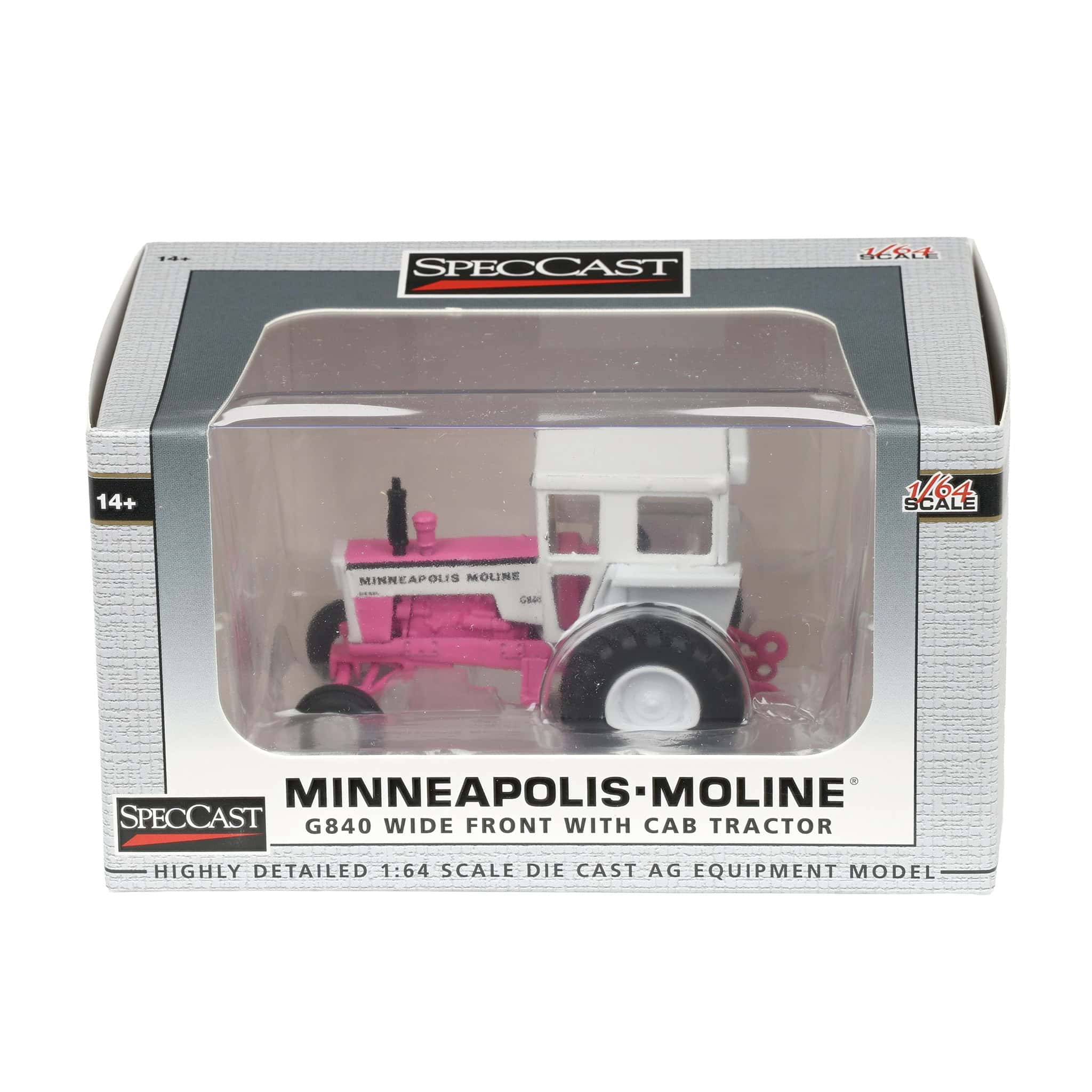 1/64 Pink Minneapolis Moline G840 Tractor with Wide Front & Cab by SpecCast - Image 6