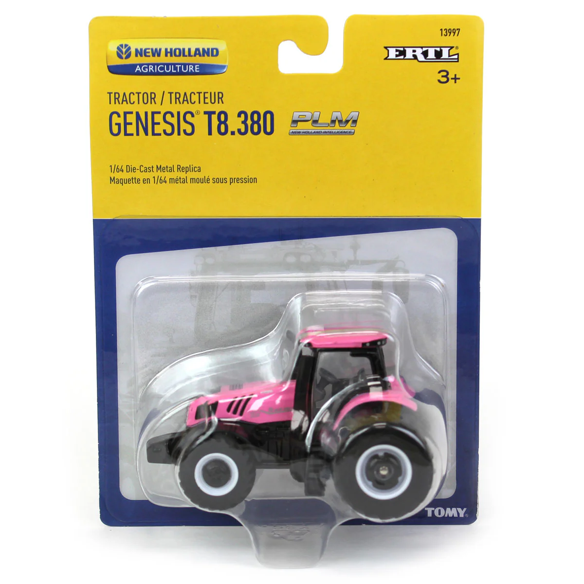 1/64 Pink New Holland Genesis T8.380 Tractor with Rear Duals by ERTL - Image 5