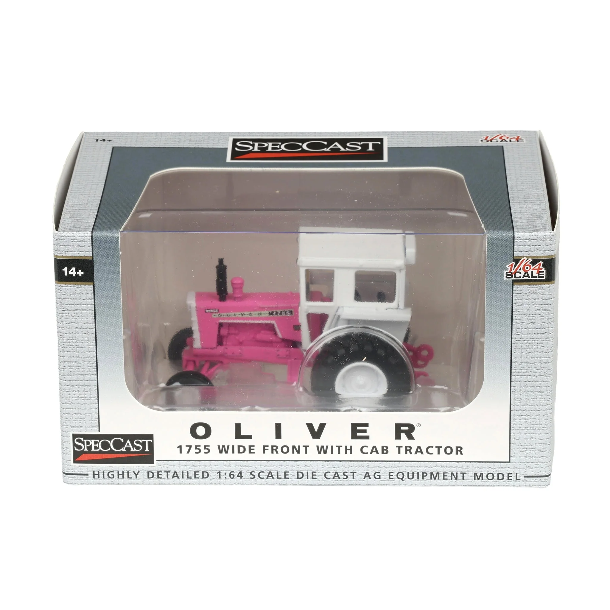 1/64 Pink Oliver 1755 Tractor with Wide Front & Cab by SpecCast - Image 6
