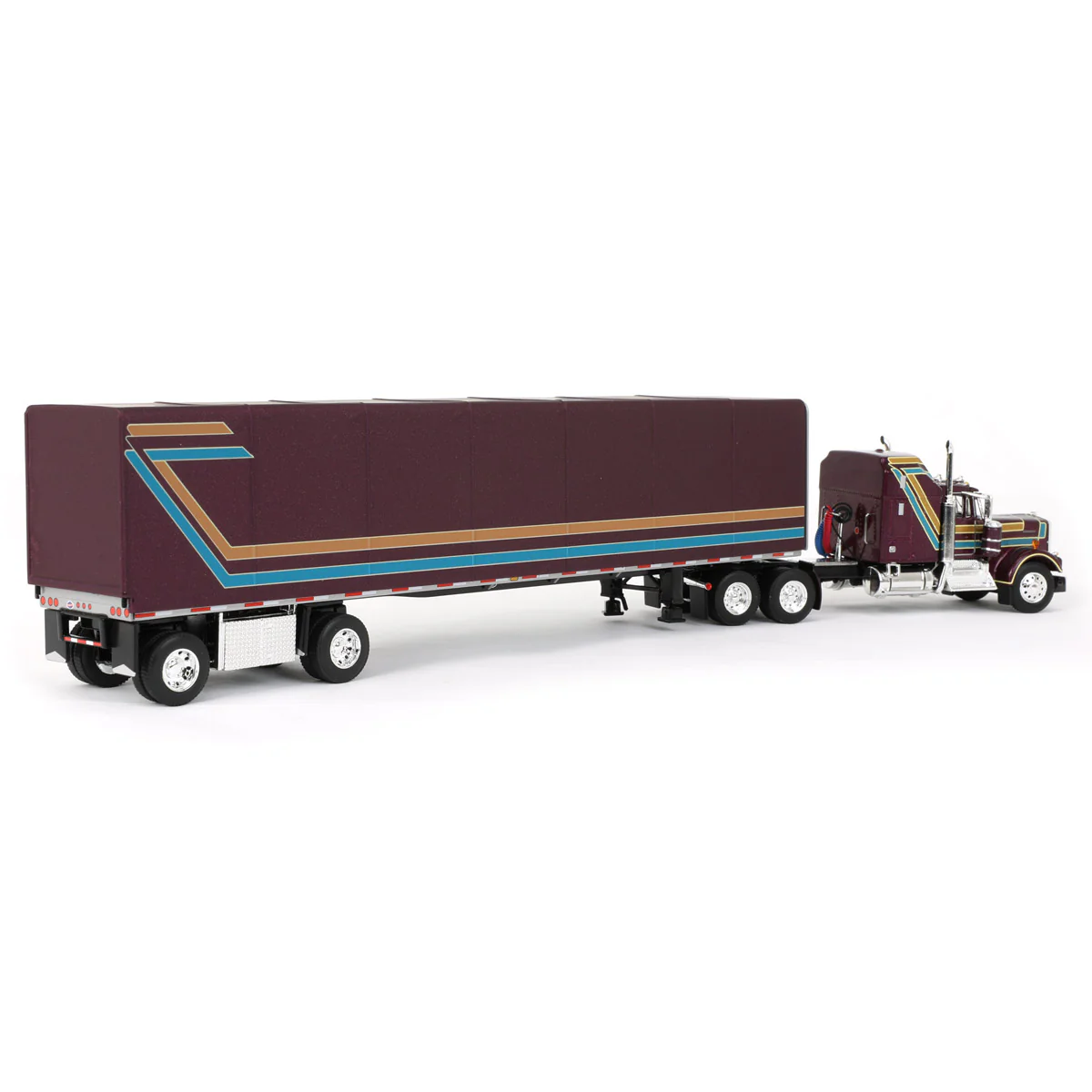 1/64 Plum Kenworth W900A with Aerodyne Sleeper & 53ft Utility Roll Tarp Trailer, DCP by First Gear - Image 3
