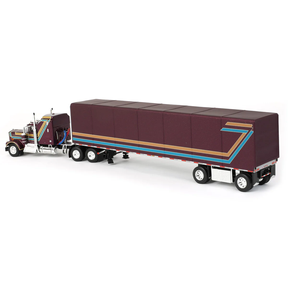 1/64 Plum Kenworth W900A with Aerodyne Sleeper & 53ft Utility Roll Tarp Trailer, DCP by First Gear - Image 4
