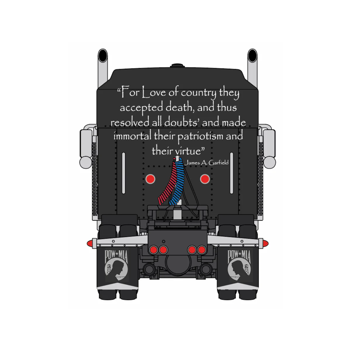 1/64 POW/MIA Kenworth W900A Semi Truck with Sleeper & Rogers Lowboy Trailer, DCP by First Gear - Image 3