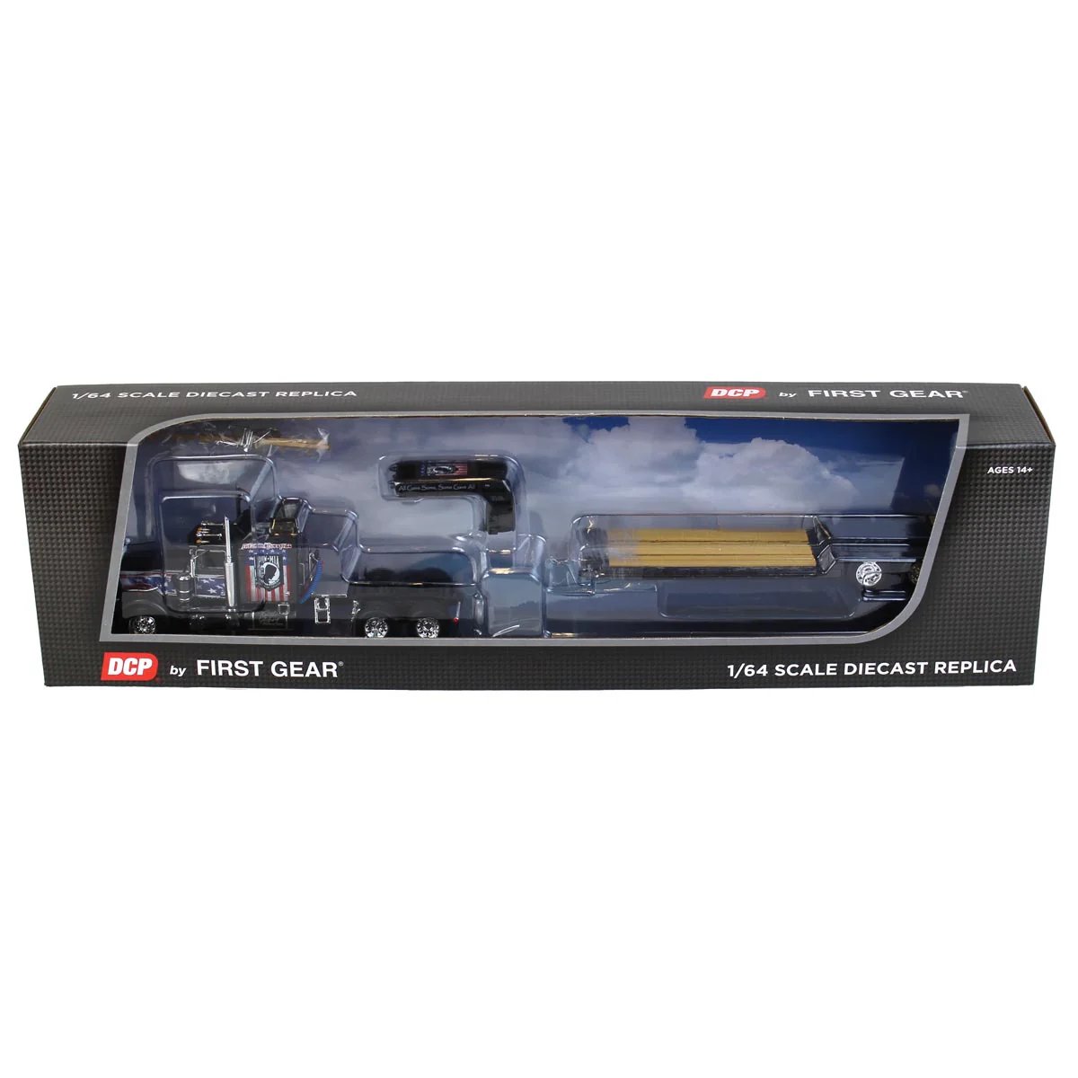 1/64 POW/MIA Kenworth W900A Semi Truck with Sleeper & Rogers Lowboy Trailer, DCP by First Gear - Image 5
