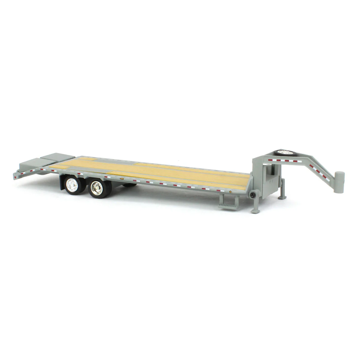 1/64 Primer Gray Gooseneck Trailer with Red & White Conspicuity Stripes - Image 2