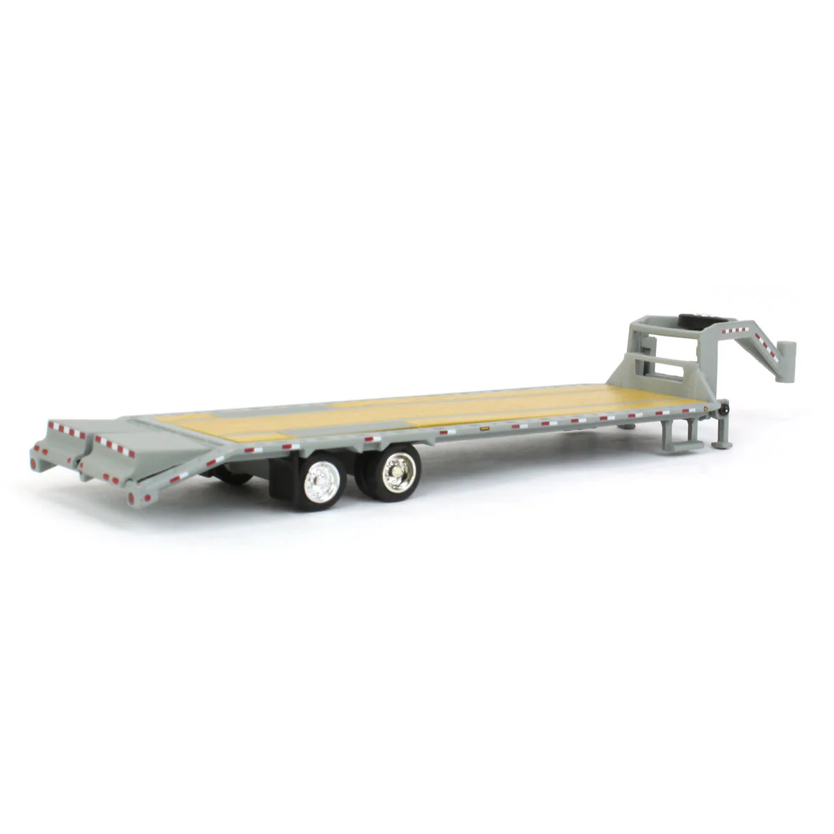 1/64 Primer Gray Gooseneck Trailer with Red & White Conspicuity Stripes - Image 3