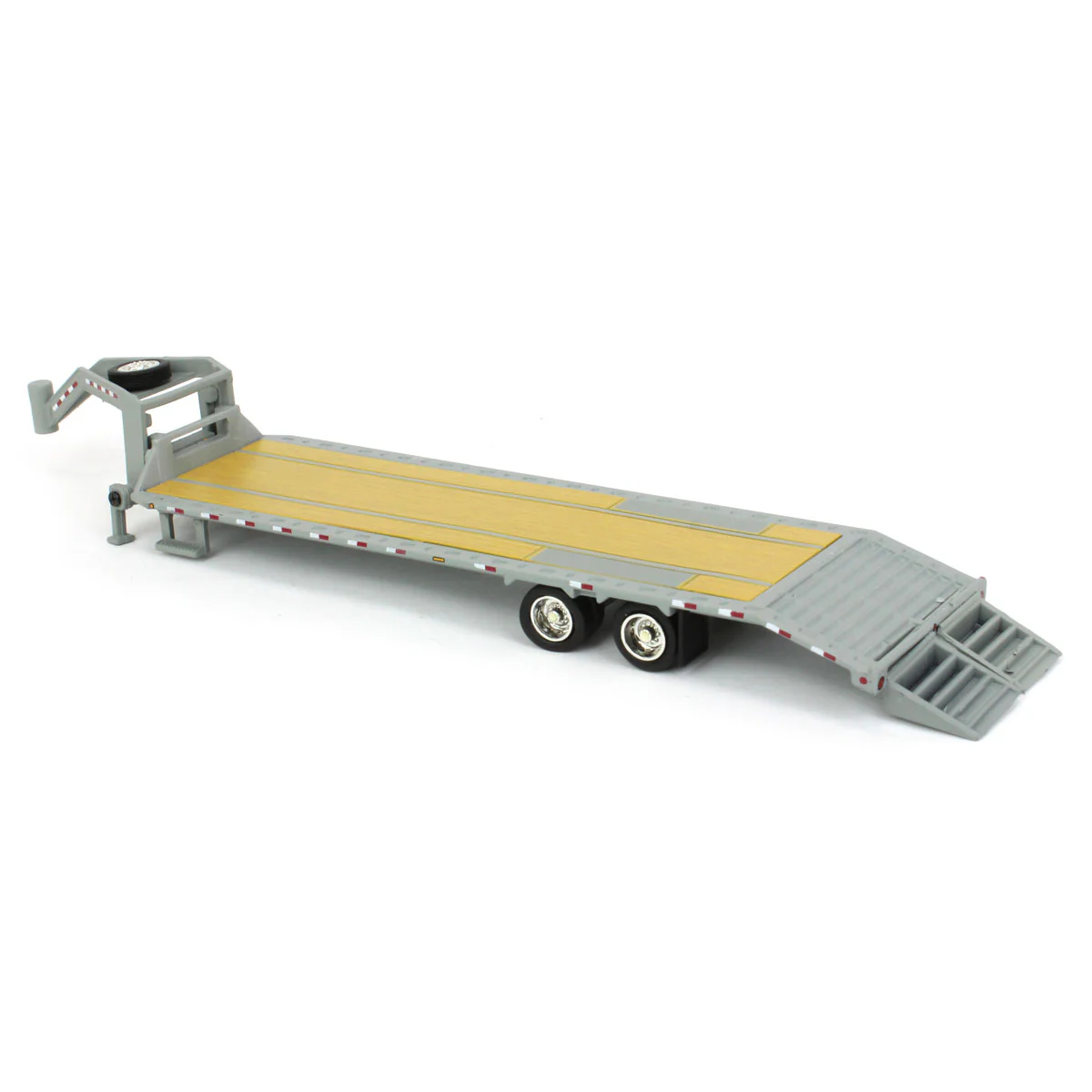1/64 Primer Gray Gooseneck Trailer with Red & White Conspicuity Stripes - Image 4