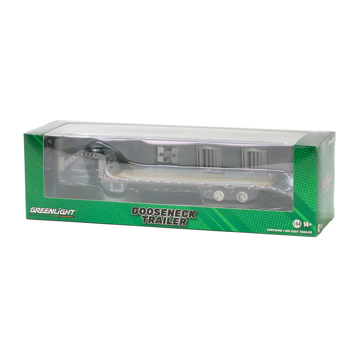 1/64 Primer Gray Gooseneck Trailer with Red & White Conspicuity Stripes - Image 5