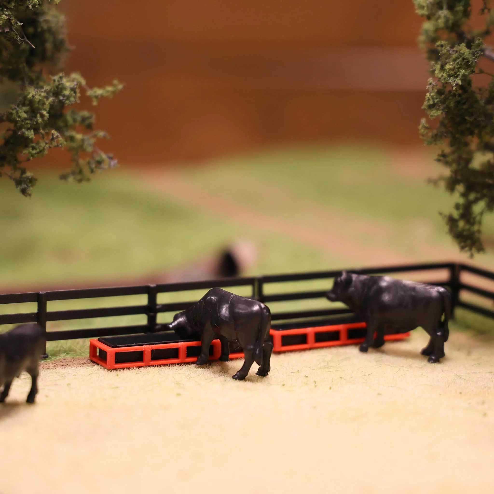 1/64 Red & Black Cattle Feed Trough 4-Pack by REVD Toys, 3D Printed - Image 7