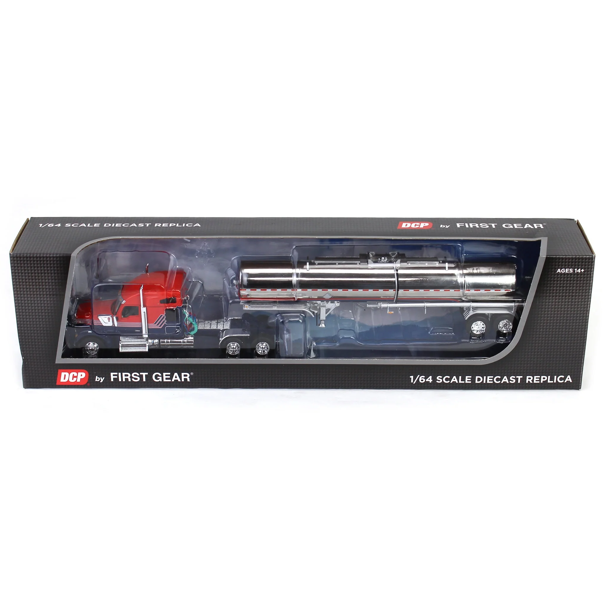 1/64 Red & Blue Kenworth W990 76in Sleeper with Brenner Chemical Tank Trailer, DCP by First Gear - Image 5