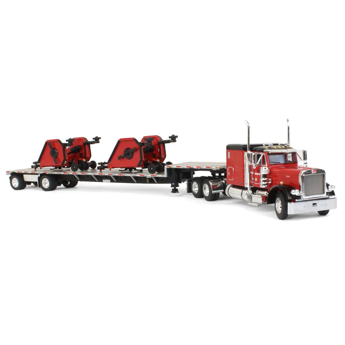 1/64 Peterbilt 379 Semi Truck with Transcraft Deck Trailer & 2 Bush Hog Wing Mowers, Outback Toys Exclusive, DCP by First Gear - Image 2