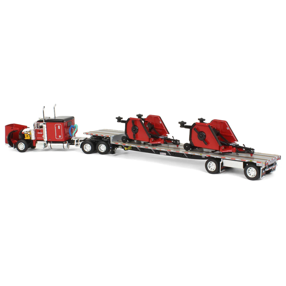 1/64 Peterbilt 379 Semi Truck with Transcraft Deck Trailer & 2 Bush Hog Wing Mowers, Outback Toys Exclusive, DCP by First Gear - Image 4