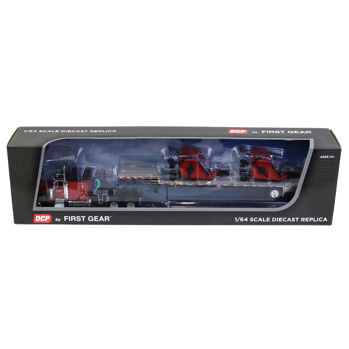 1/64 Peterbilt 379 Semi Truck with Transcraft Deck Trailer & 2 Bush Hog Wing Mowers, Outback Toys Exclusive, DCP by First Gear - Image 6