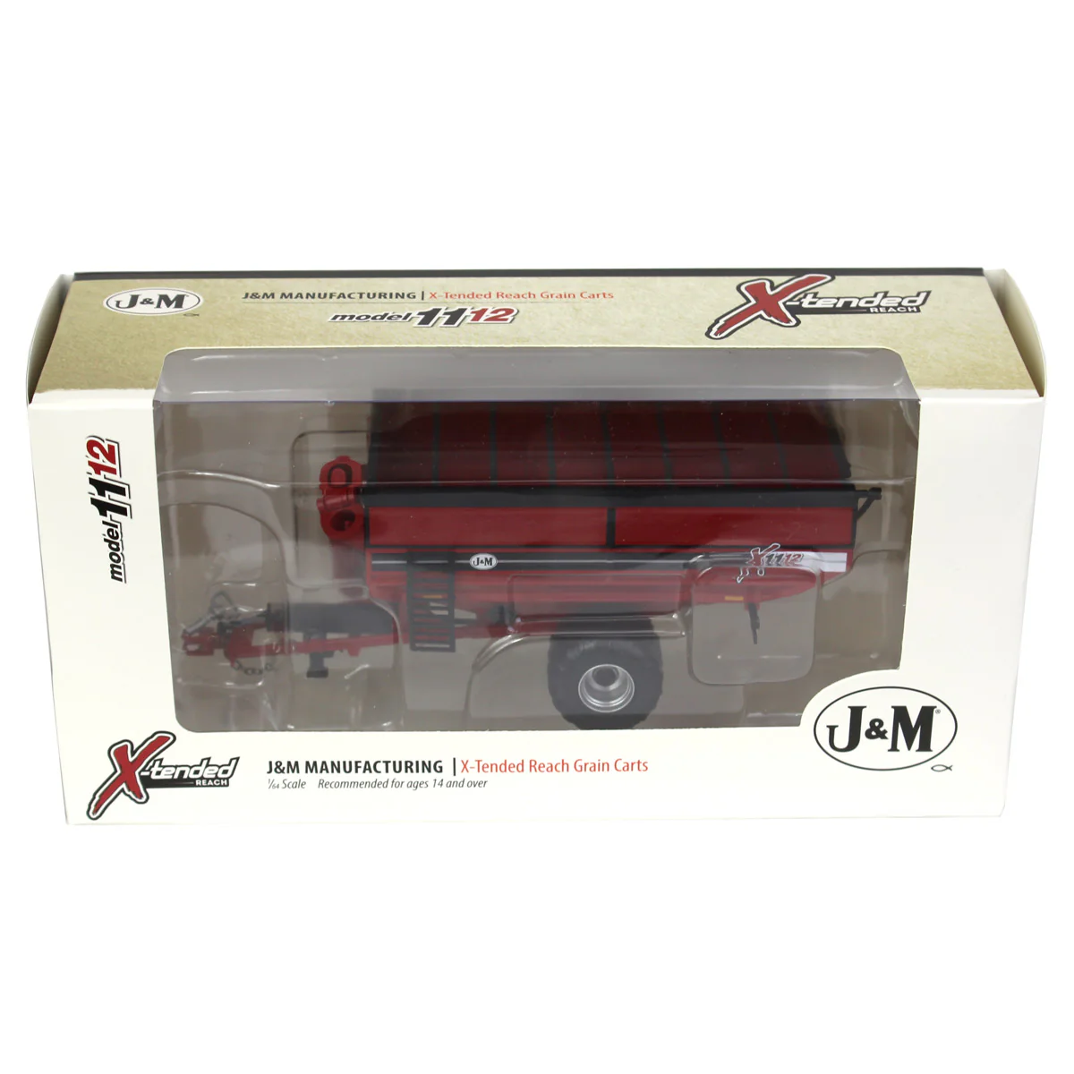 1/64 Red J&M 1112 X-Tended Reach Grain Cart with Singles - Image 5