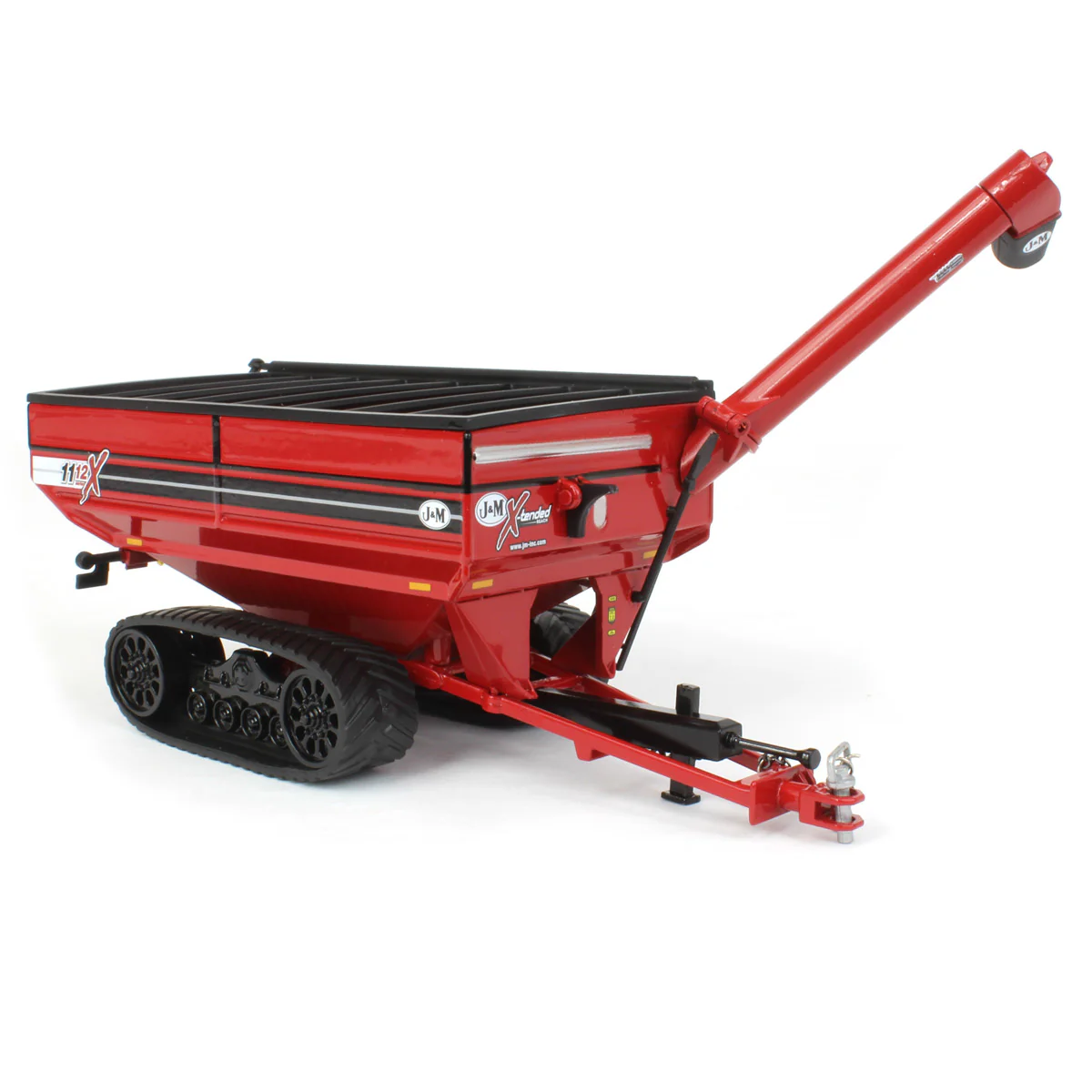 1/64 Red J&M 1112 X-Tended Reach Grain Cart with Tracks - Image 2