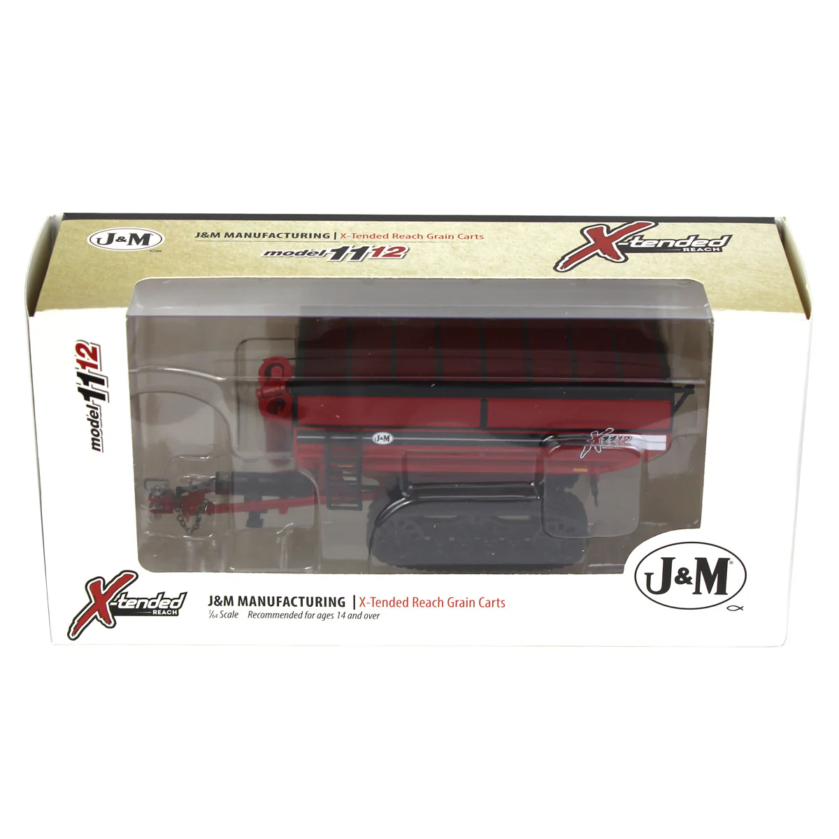 1/64 Red J&M 1112 X-Tended Reach Grain Cart with Tracks - Image 5