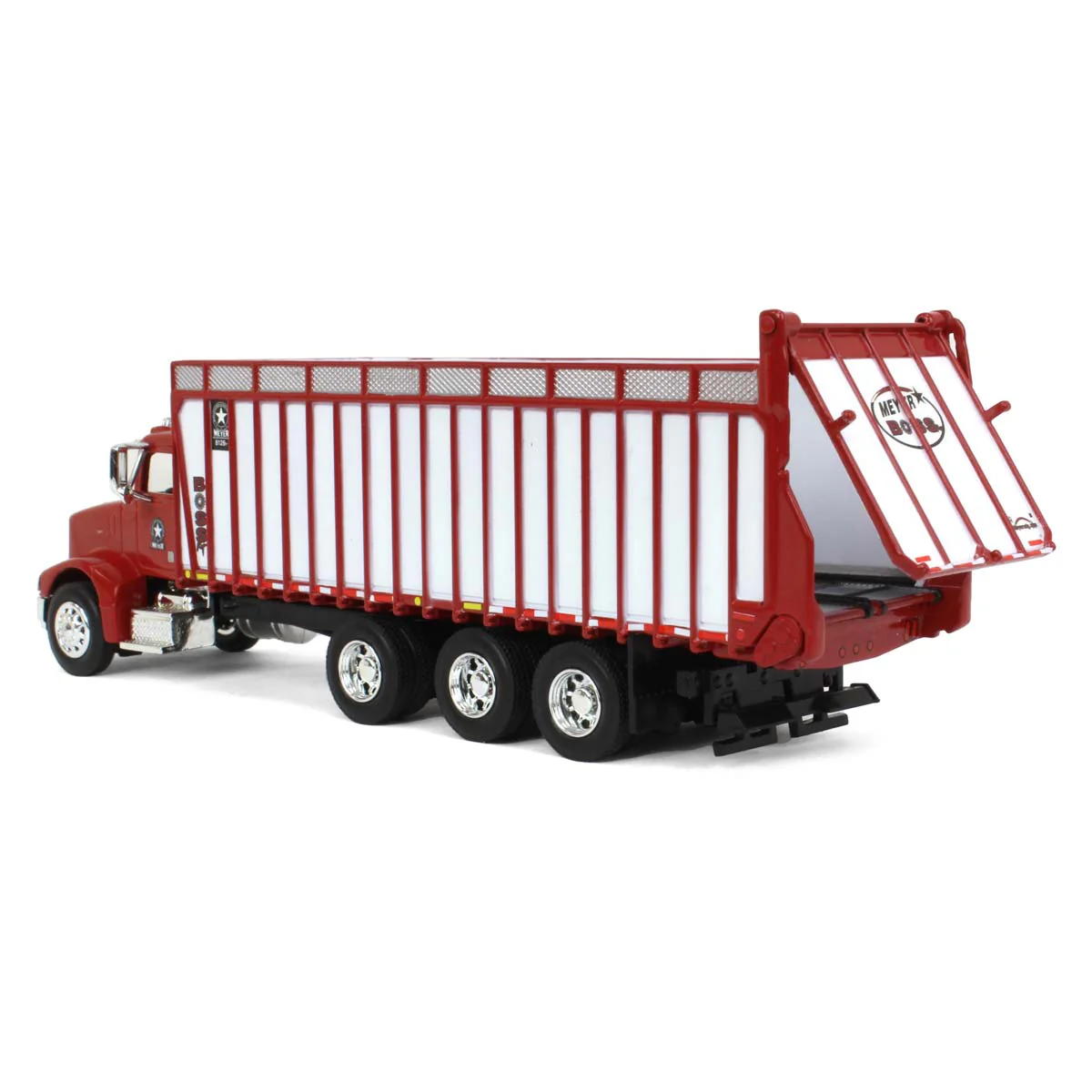 1/64 Peterbilt 385 Truck with Meyer 8126RT Boss Forage Box by SpecCast, Red & White - Image 4