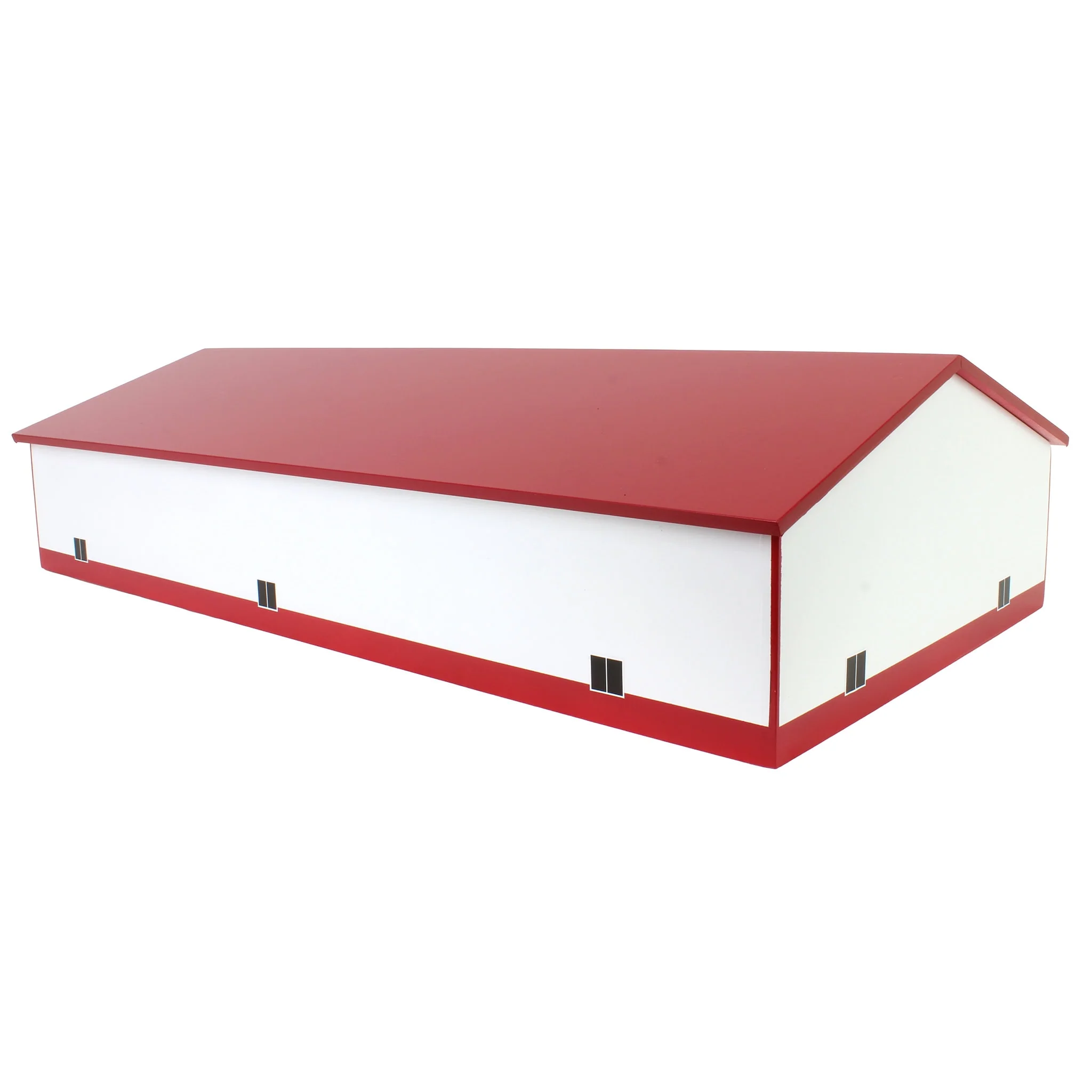 1/64 Red & White 60ft x 120ft Wooden Implement Shed with Double Side Doors - Image 3