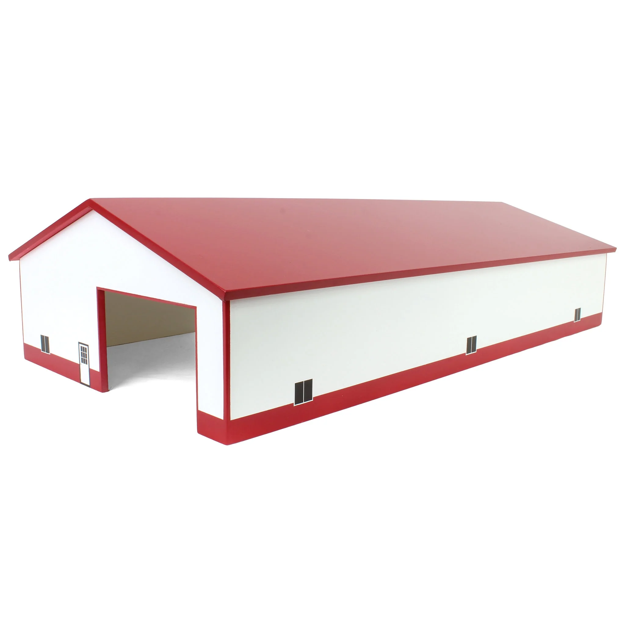 1/64 Red & White 60ft x 120ft Wooden Implement Shed with Double Side Doors - Image 4
