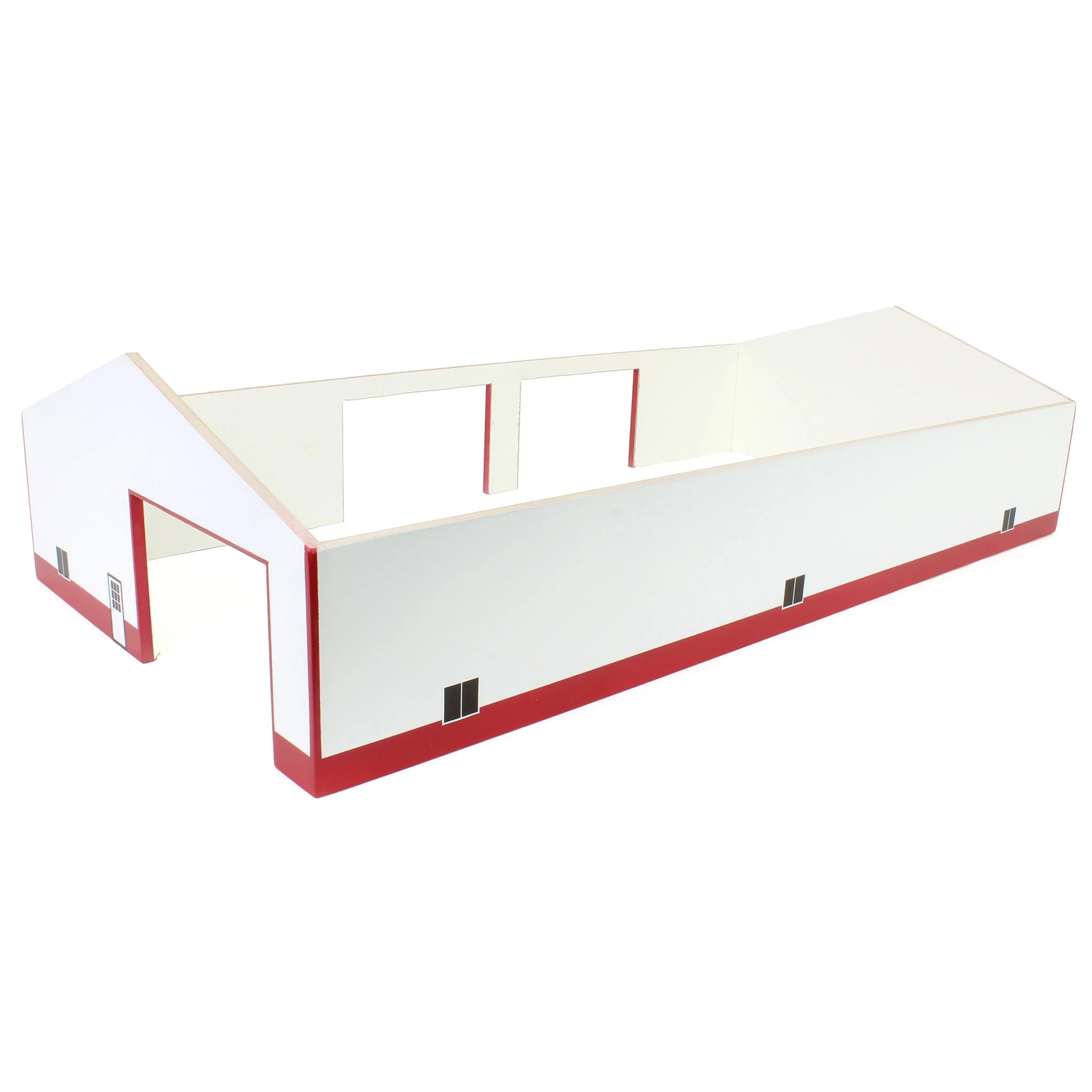 1/64 Red & White 60ft x 120ft Wooden Implement Shed with Double Side Doors - Image 5