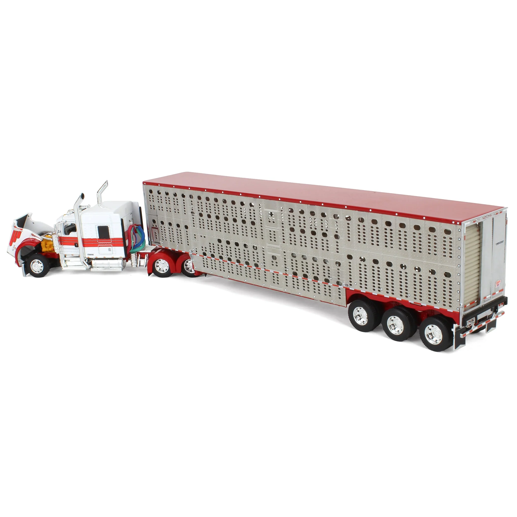 1/64 Red & White Kenworth Truck with Wilson Livestock Trailer, DCP by First Gear - Image 4