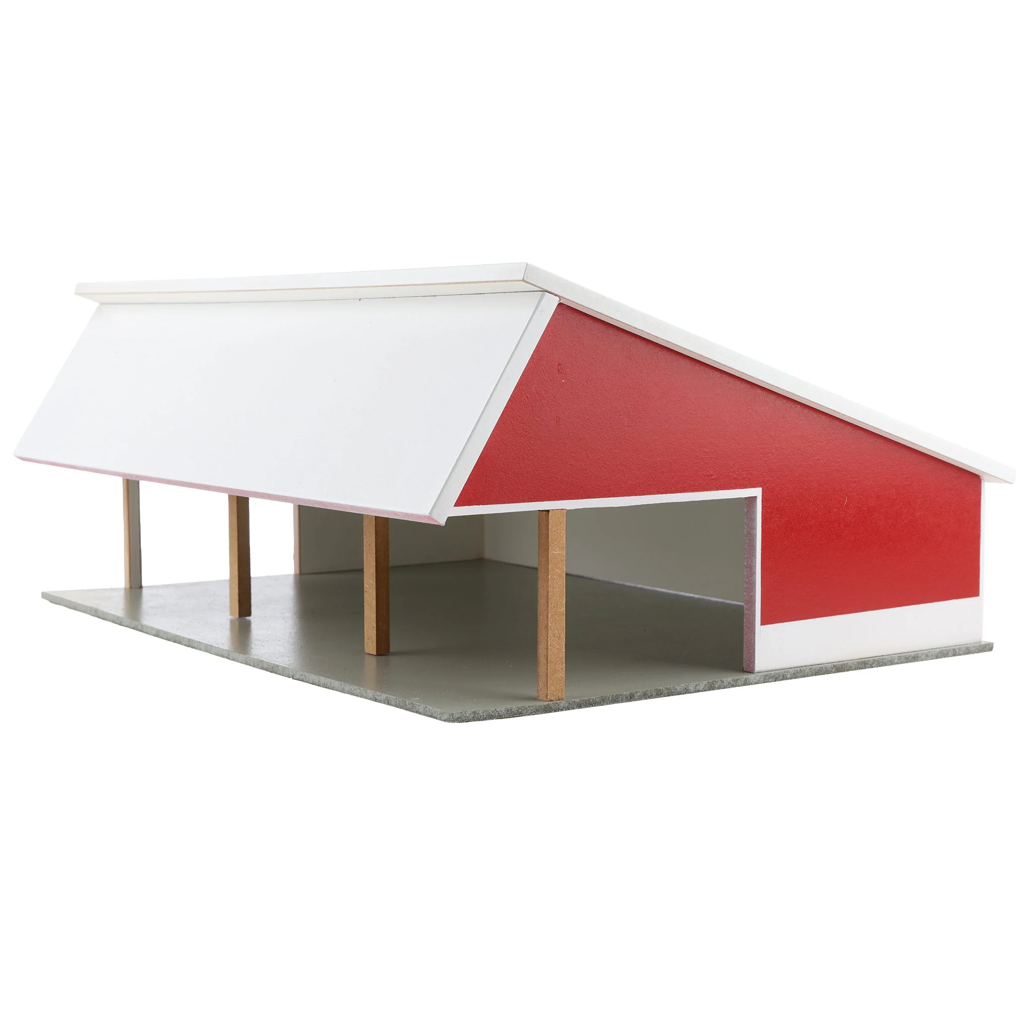 1/64 Red & White 64ft x 48ft Wooden Cattle Shed with Removeable Roof - Image 2