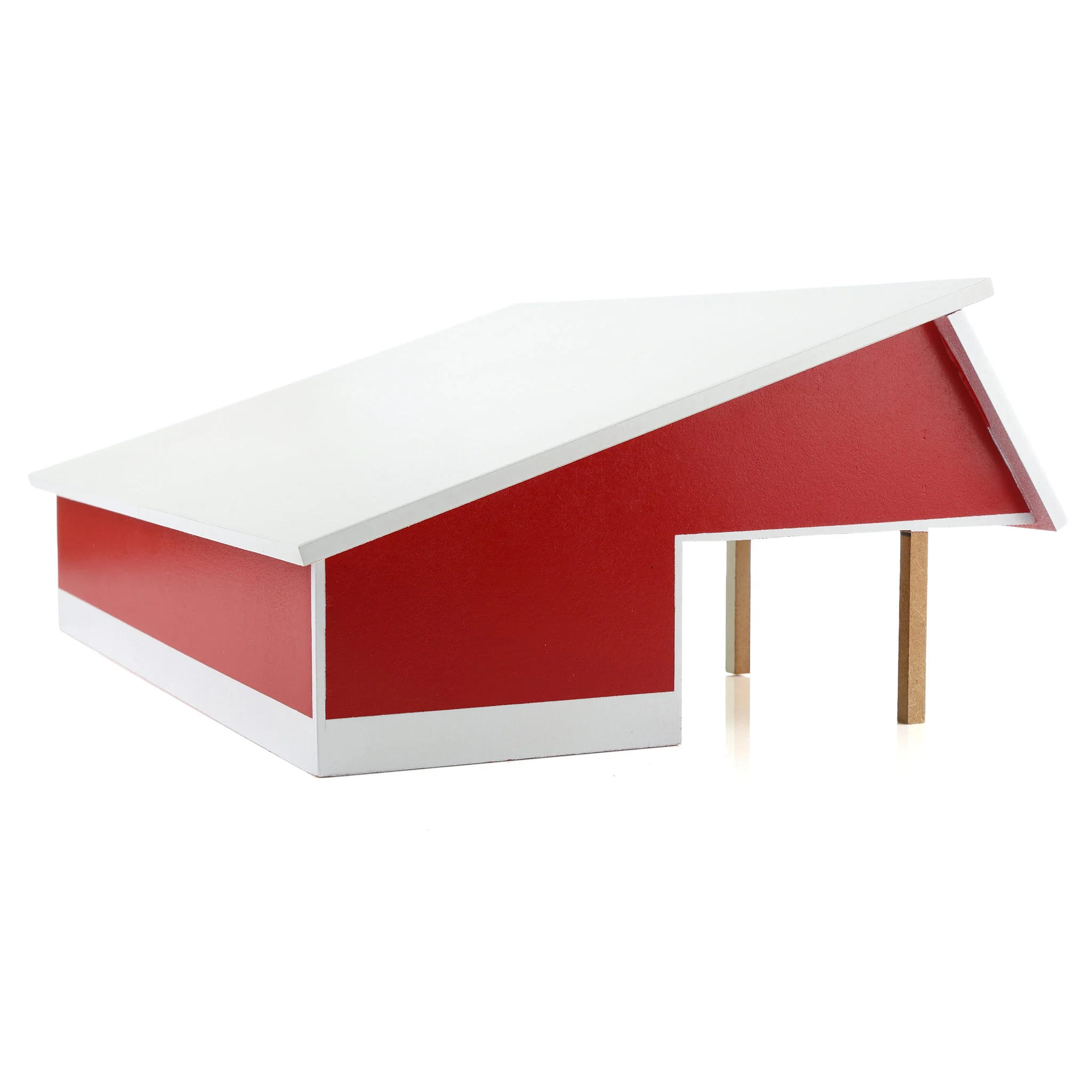 1/64 Red & White 64ft x 48ft Wooden Cattle Shed with Removeable Roof - Image 4
