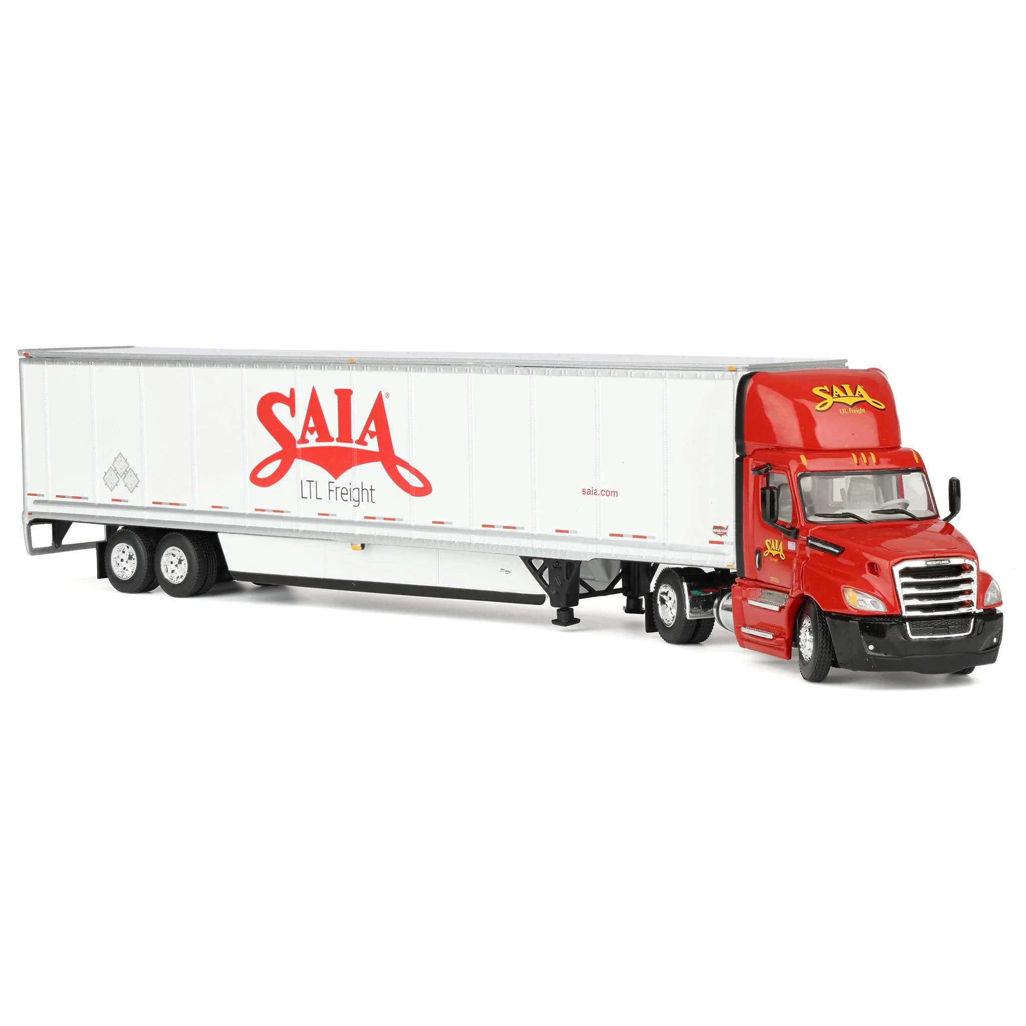 1/64 SAIA Freightliner 2018 Cascadia Day Cab Semi Truck with Wabash 53' Duraplate Dry Goods Trailer, DCP by First Gear - Image 2