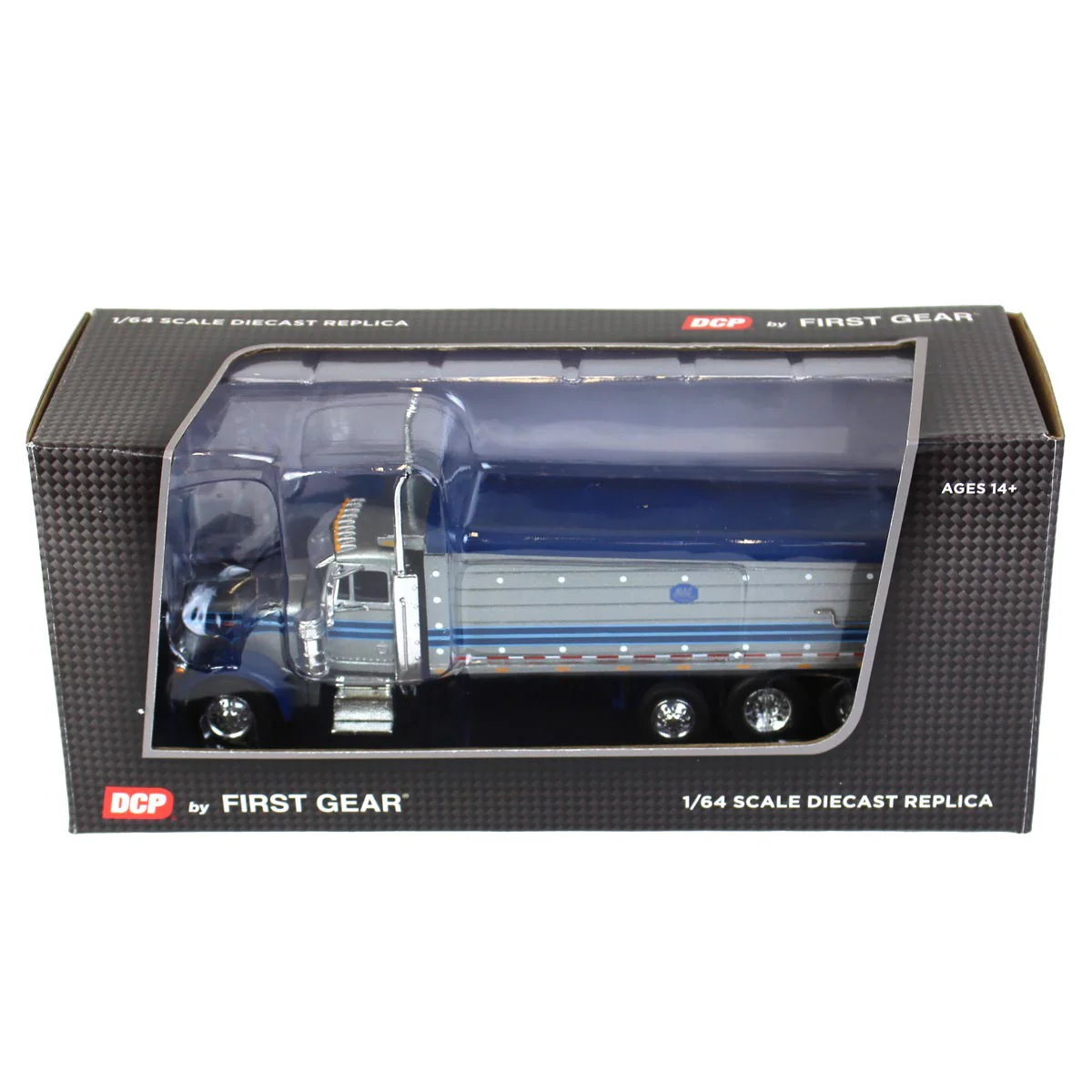 1/64 Silver/Blue Peterbilt 379 Semi Truck with Tri-Axle MAC Dump Body, DCP by First Gear - Image 5