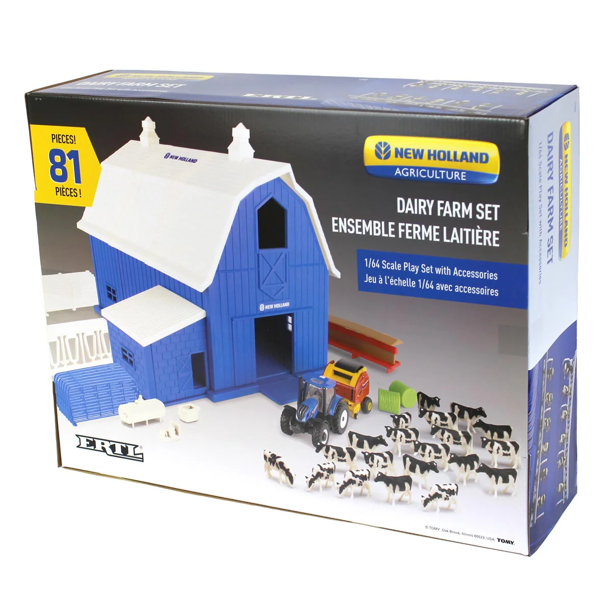 1/64 Special Edition New Holland Dairy Barn Set with T6.164 Tractor and Roll-Belt 560 Baler - Image 9