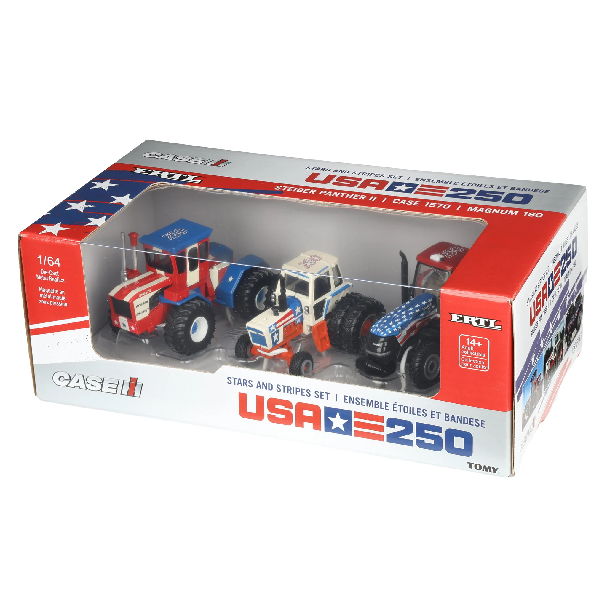 1/64 Steiger Panther II, Case 1570, & Case IH Magnum 180 Stars & Stripes Tractor Set by ERTL, USA 250 - Image 9