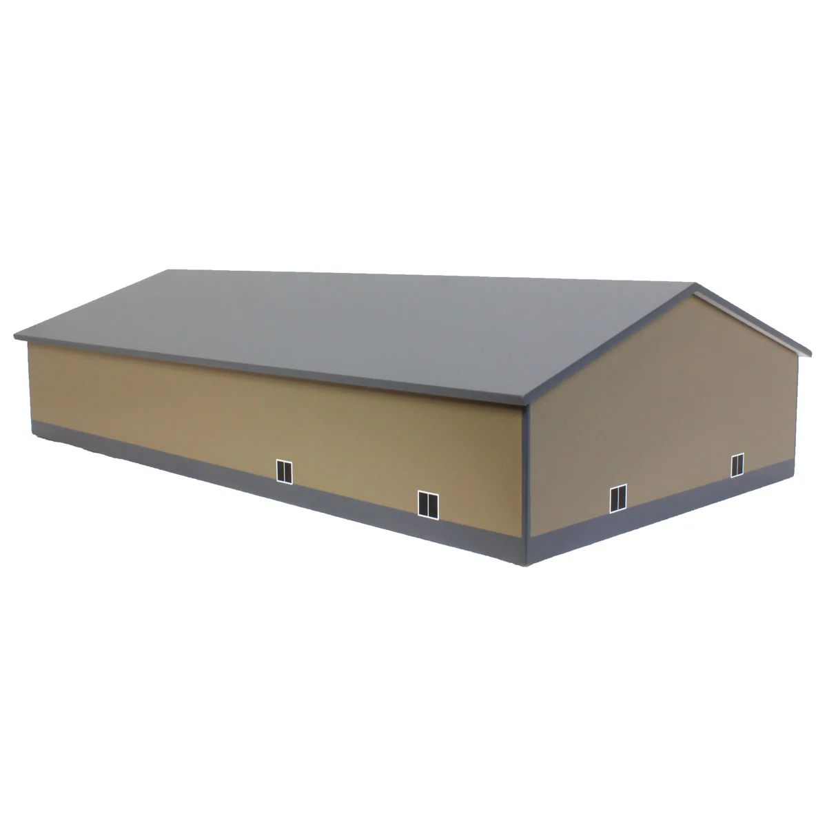 1/64 Tan & Gray 2 Door 70ft x 130ft Wooden Implement Pole Building with Divided Shop Area - Image 3