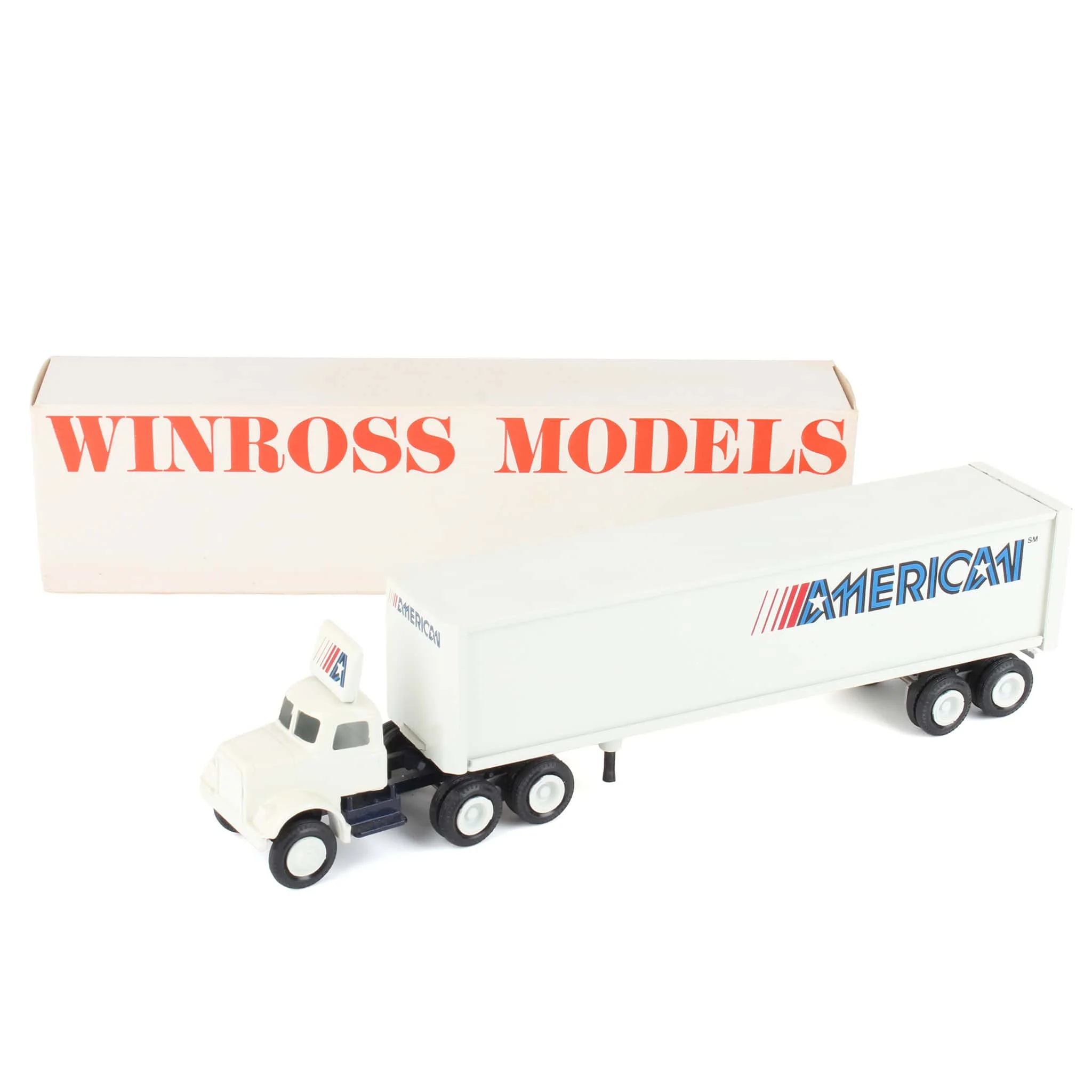 1/64 White Semi Truck with Box Trailer by Winross, American