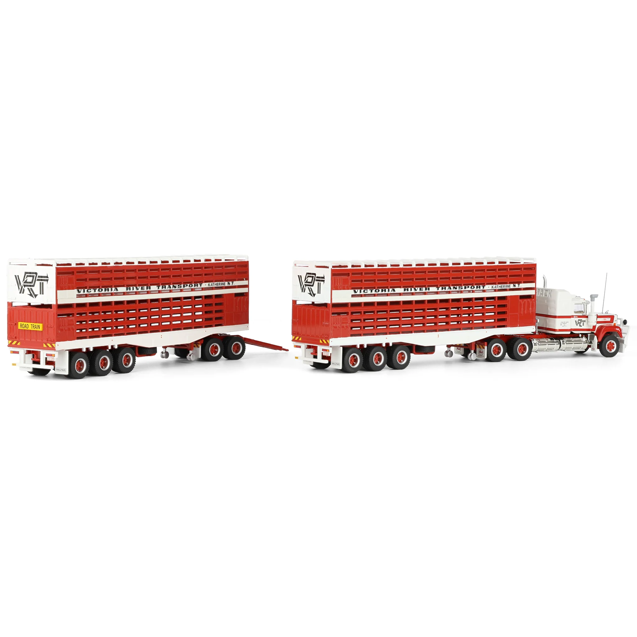 1/64 Victoria River Livestock Road Train with Mack Truck, 2 Trailers & Dolly by Highway Replicas - Image 3