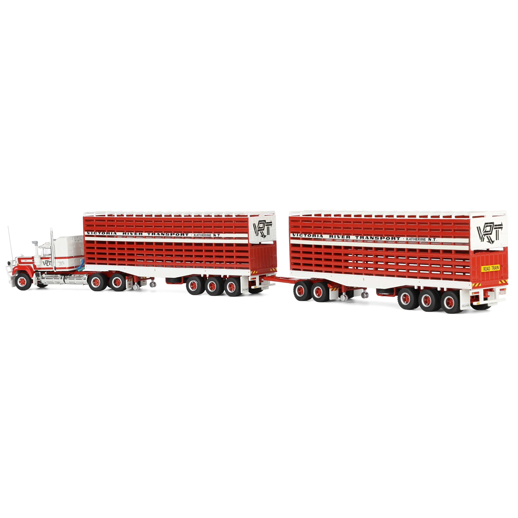 1/64 Victoria River Livestock Road Train with Mack Truck, 2 Trailers & Dolly by Highway Replicas - Image 4
