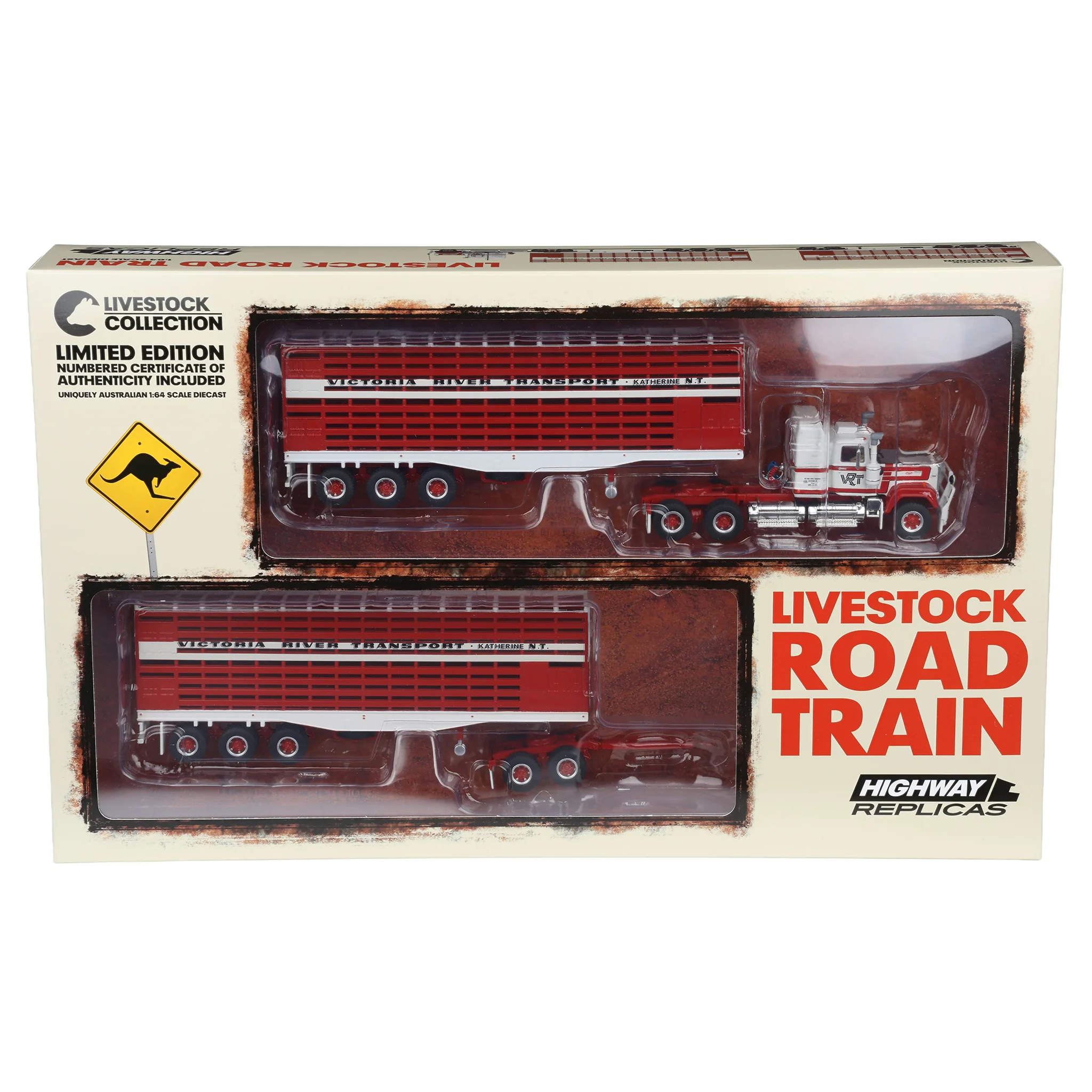 1/64 Victoria River Livestock Road Train with Mack Truck, 2 Trailers & Dolly by Highway Replicas - Image 5