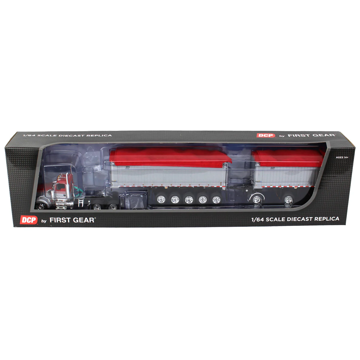 1/64 Viper Red/Silver Kenworth W900L with 31ft & 20ft End Dump Trailers, DCP by First Gear - Image 6
