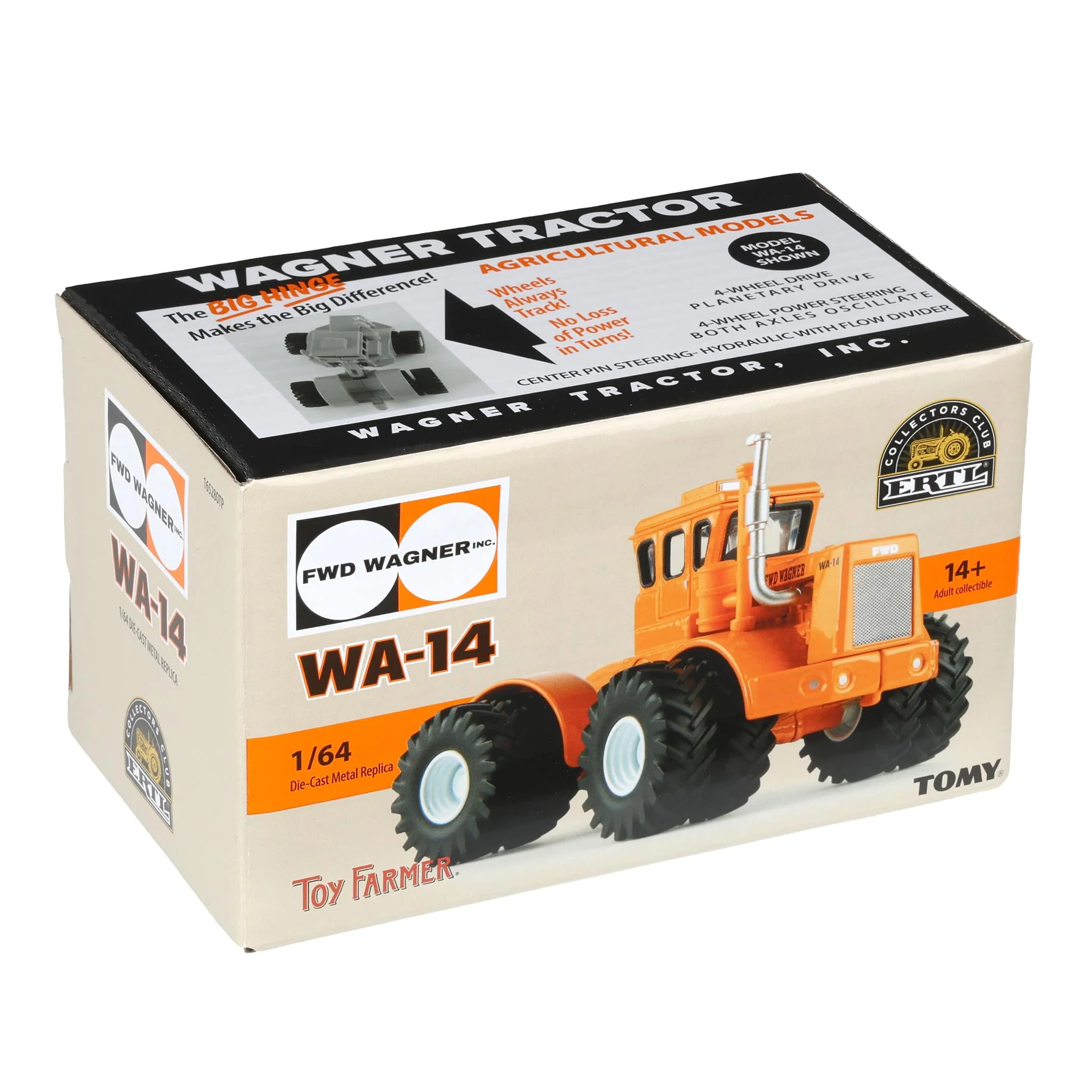 1/64 Wagner WA-14 Orange 4WD Tractor, ERTL Limited Edition - Image 9