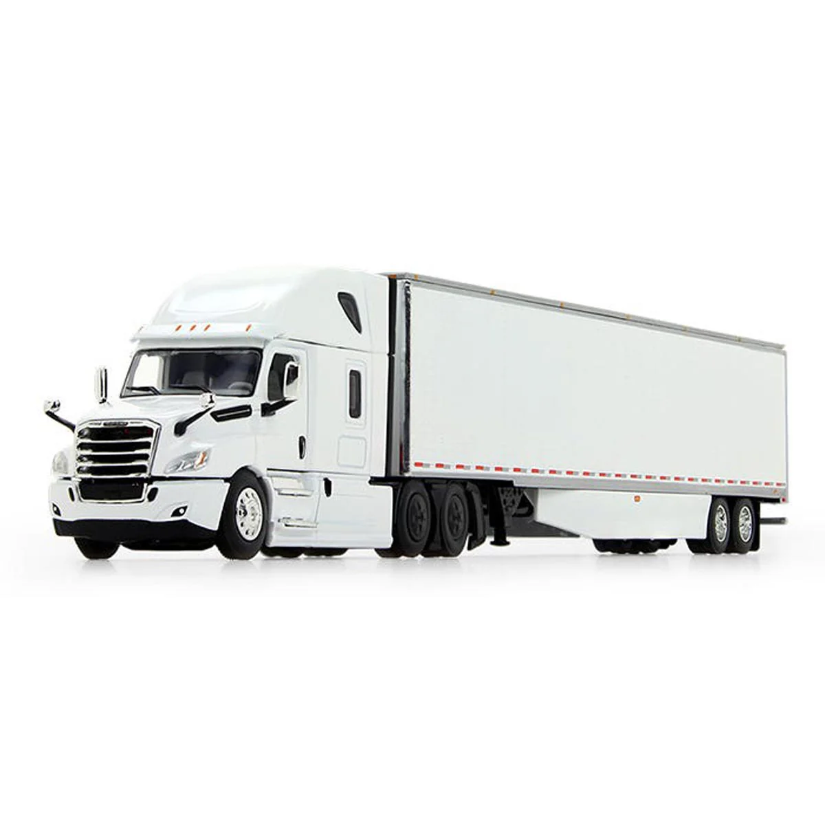 1/64 White 2018 Freightliner Cascadia Semi Truck with Sleeper & Utility Trailer with Skirts, DCP by First Gear