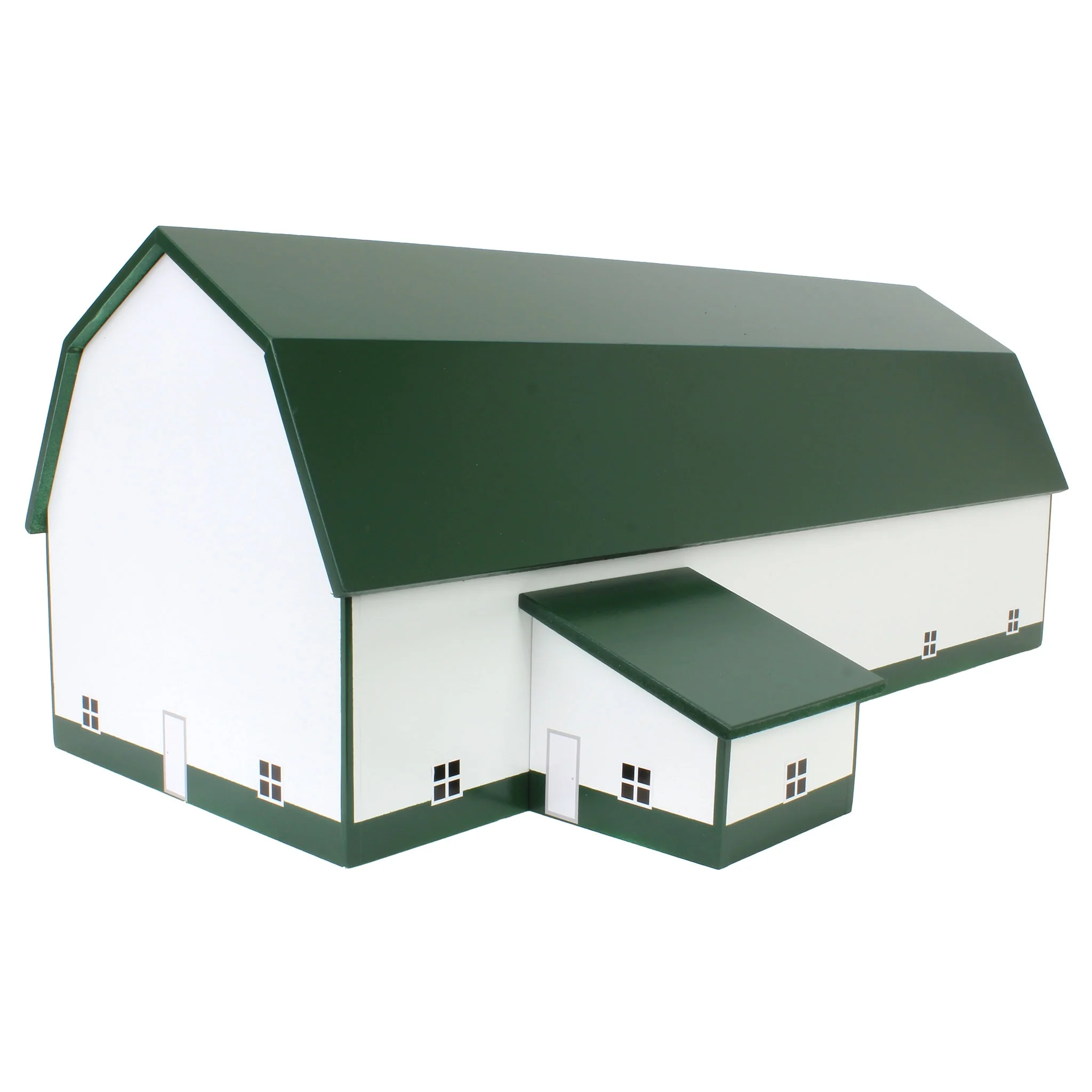1/64 White & Forest Green 60ft x 120ft Wooden Dairy Barn with Milk House - Image 2