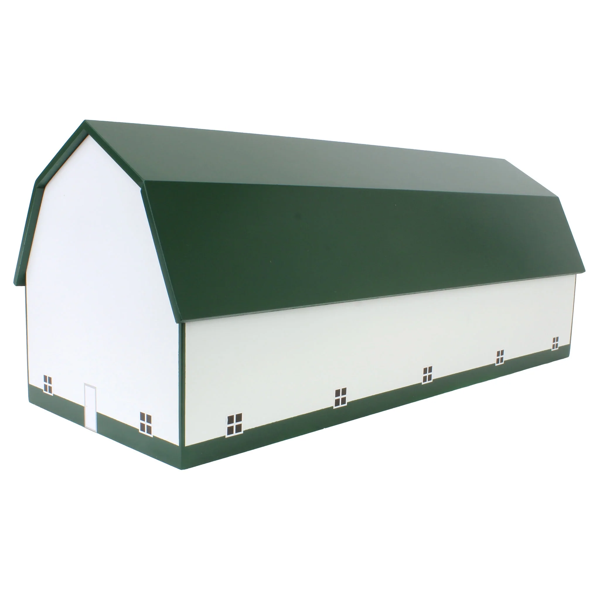 1/64 White & Forest Green 60ft x 120ft Wooden Dairy Barn with Milk House - Image 3