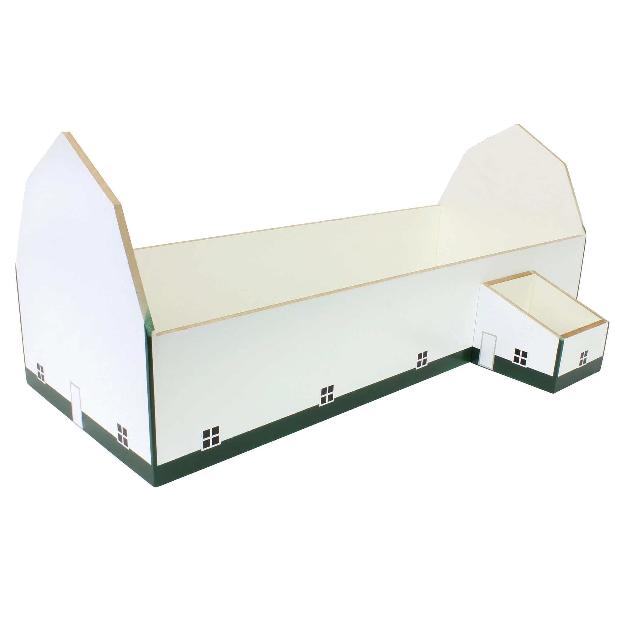 1/64 White & Forest Green 60ft x 120ft Wooden Dairy Barn with Milk House - Image 4