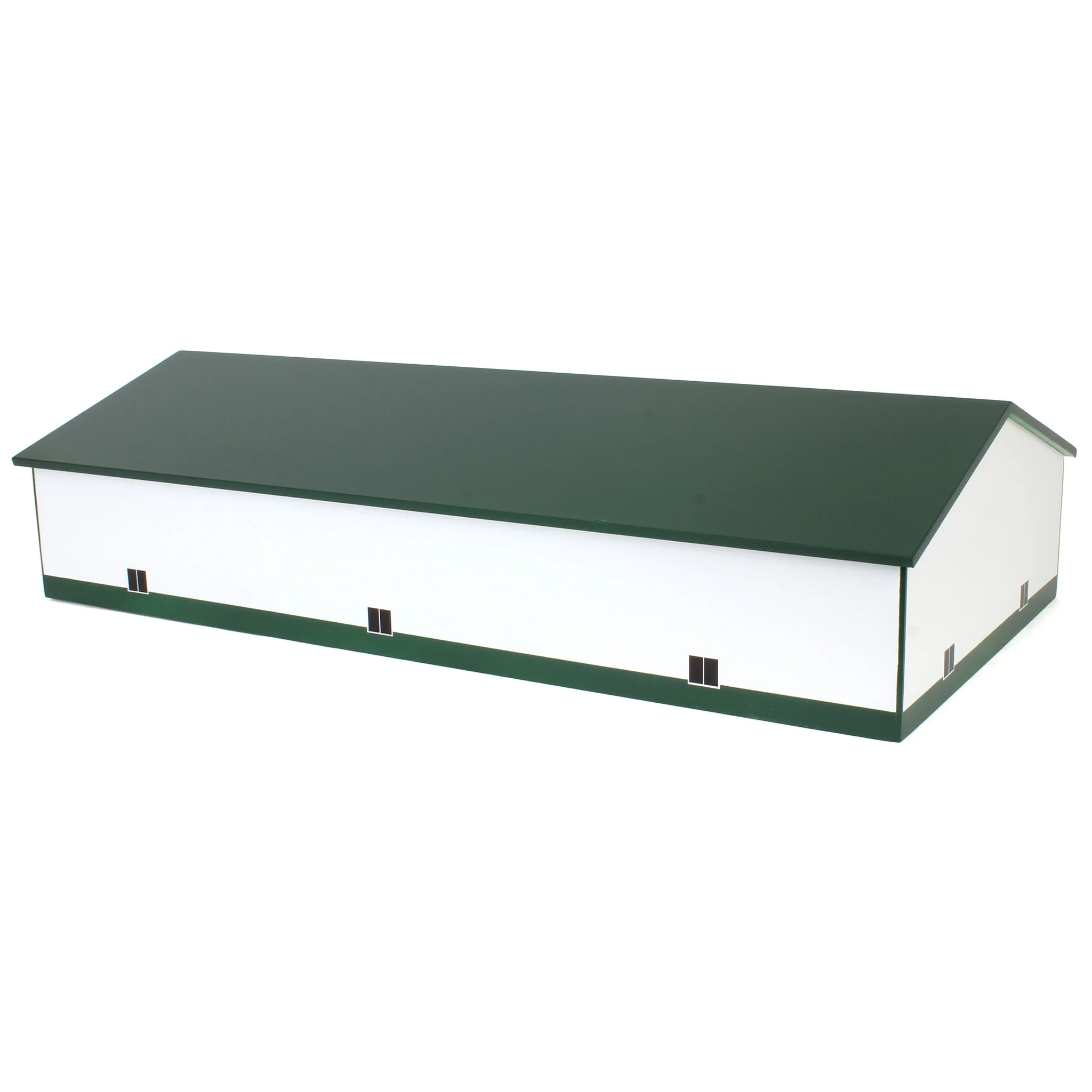 1/64 White & Forest Green 60ft x 120ft Wooden Implement Shed with Double Side Doors - Image 3