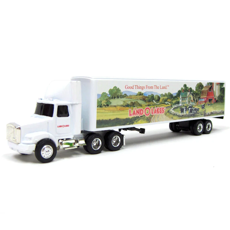1/64 Land O'Lakes White GMC Semi Truck with Box Trailer by ERTL, Toy Farmer Exclusive