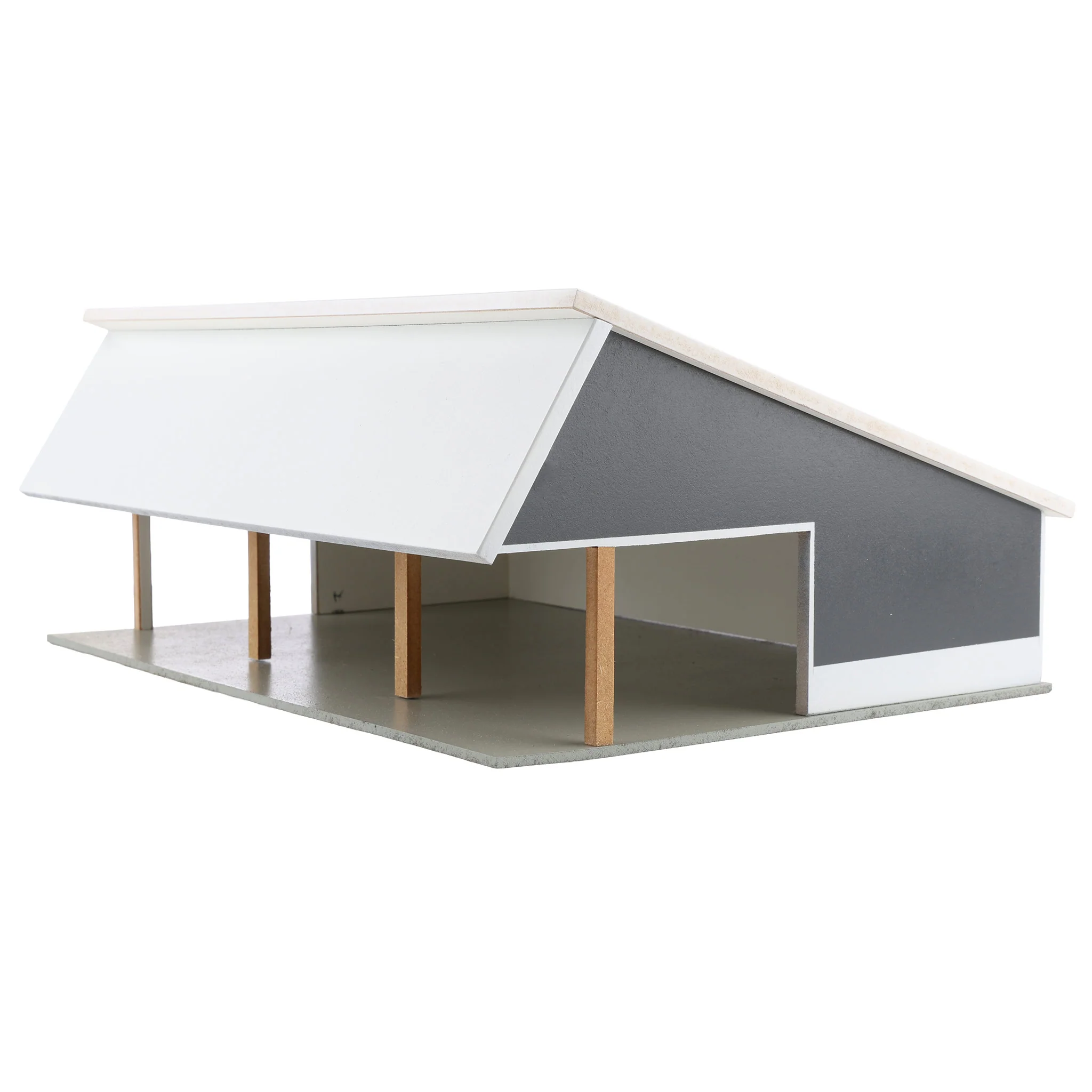 1/64 Light & Dark Gray 64ft x 48ft Wooden Cattle Shed with Removeable Roof - Image 2