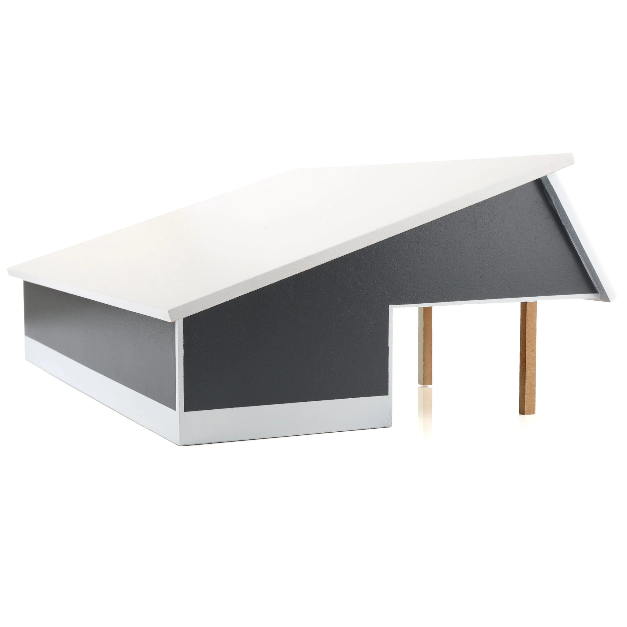 1/64 Light & Dark Gray 64ft x 48ft Wooden Cattle Shed with Removeable Roof - Image 4