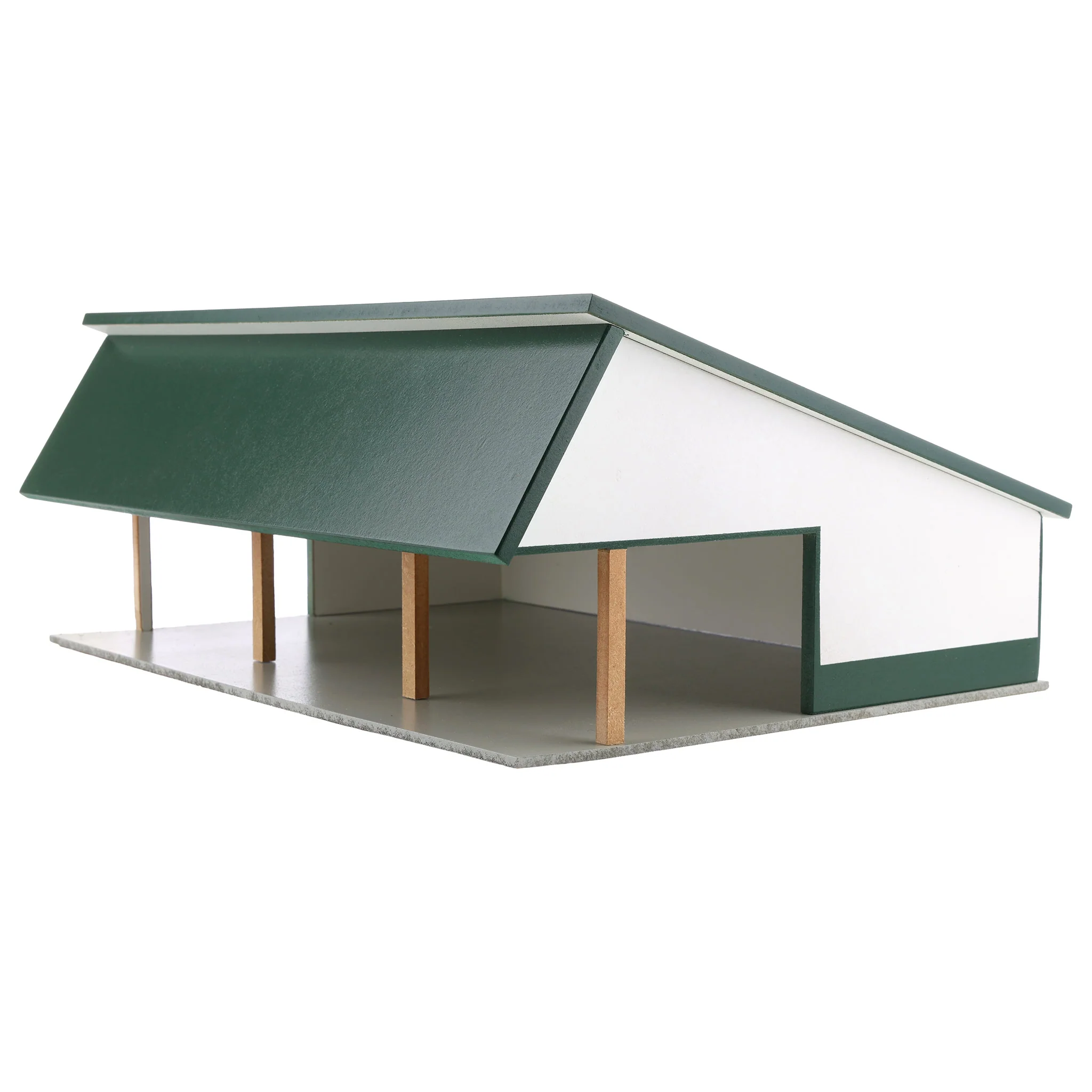1/64 White & Green 64ft x 48ft Wooden Cattle Shed with Removeable Roof - Image 2
