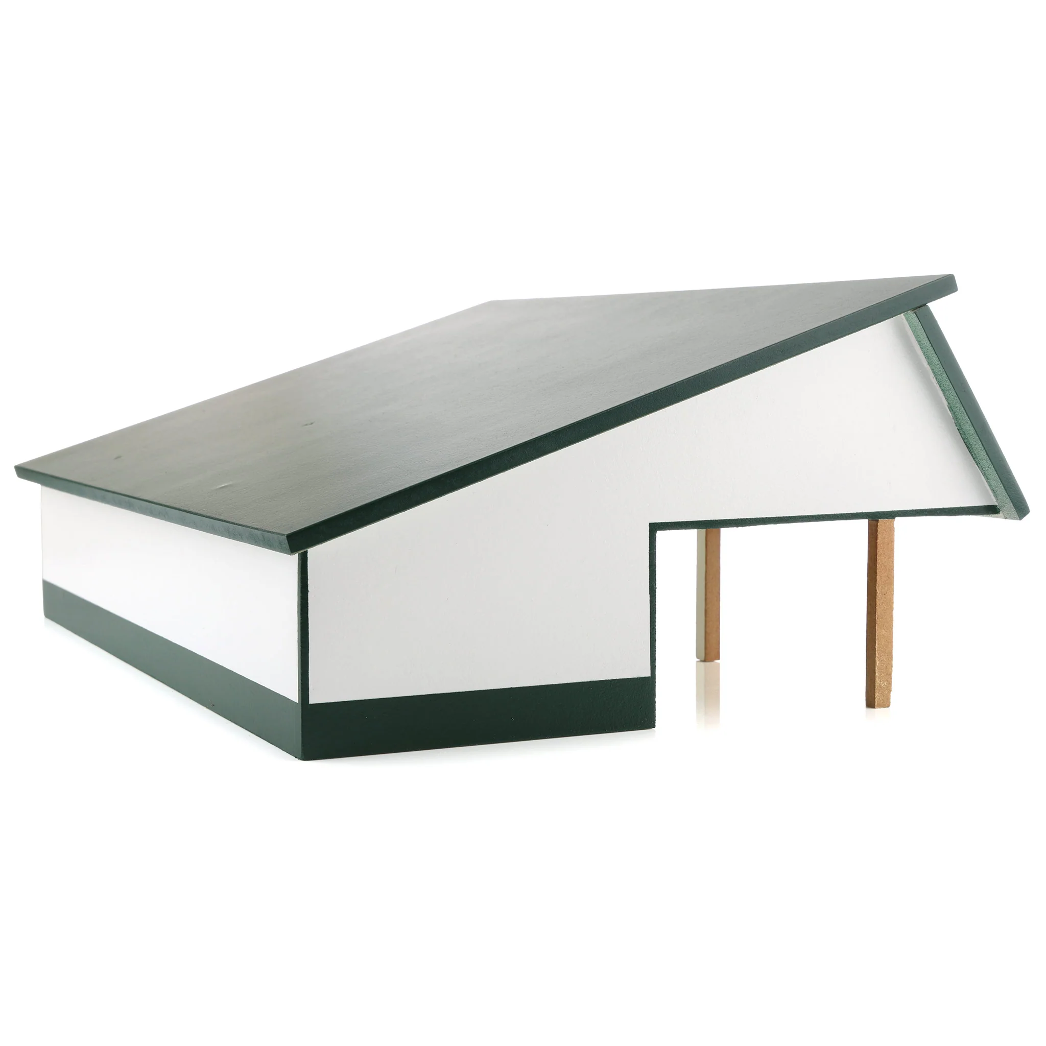 1/64 White & Green 64ft x 48ft Wooden Cattle Shed with Removeable Roof - Image 4