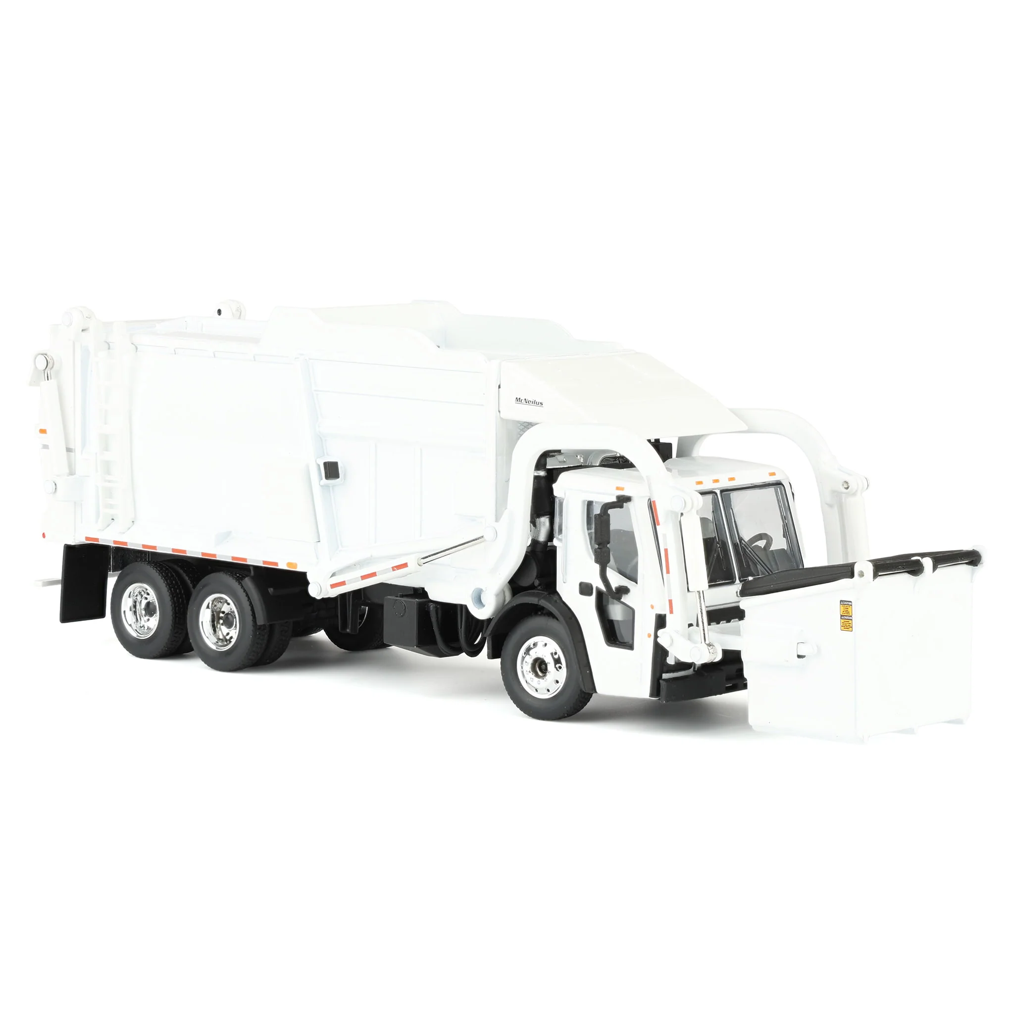 1/64 White Mack LR Truck with McNeilus Meridian FEL Refuse Body & Refuse Bin, DCP by First Gear - Image 2