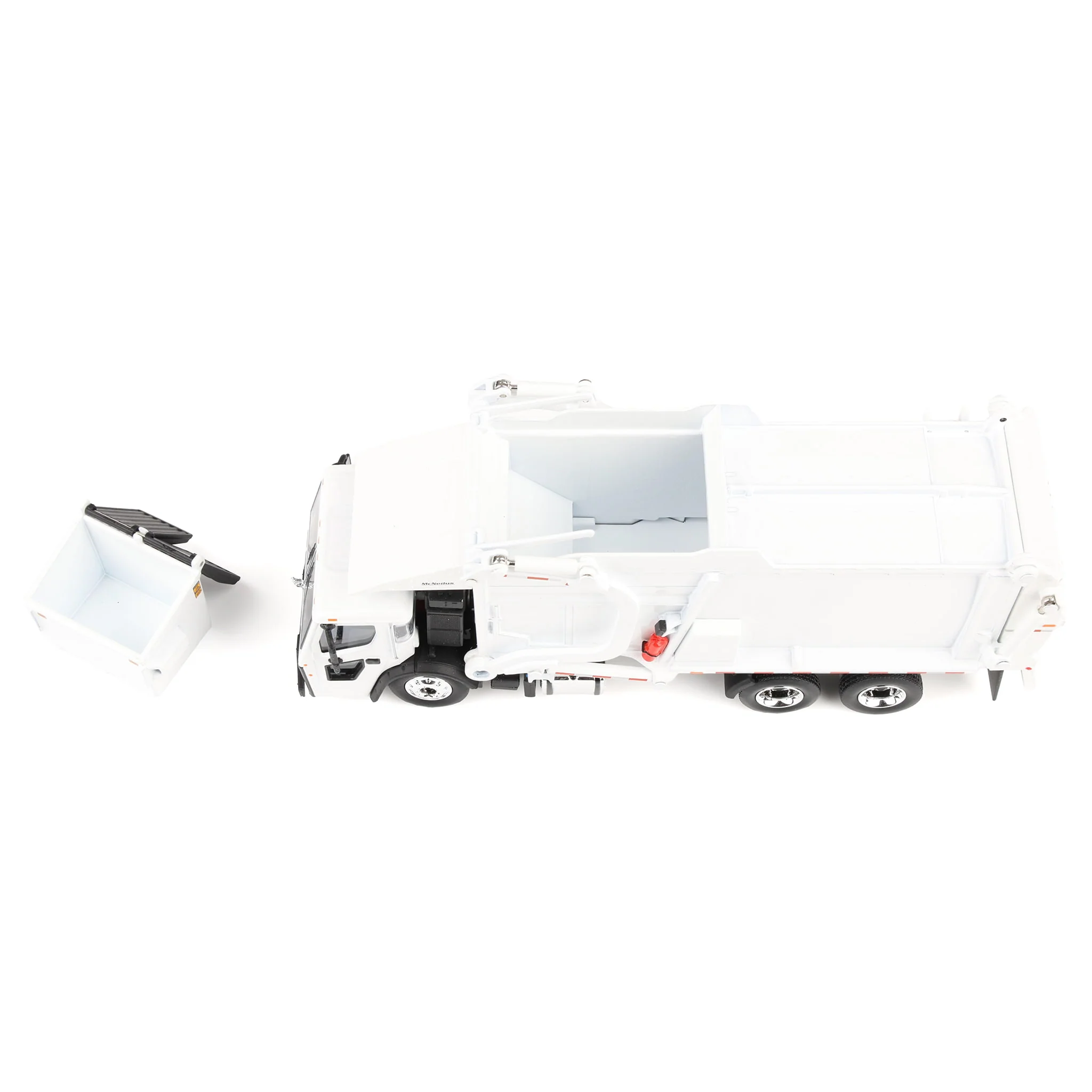 1/64 White Mack LR Truck with McNeilus Meridian FEL Refuse Body & Refuse Bin, DCP by First Gear - Image 5